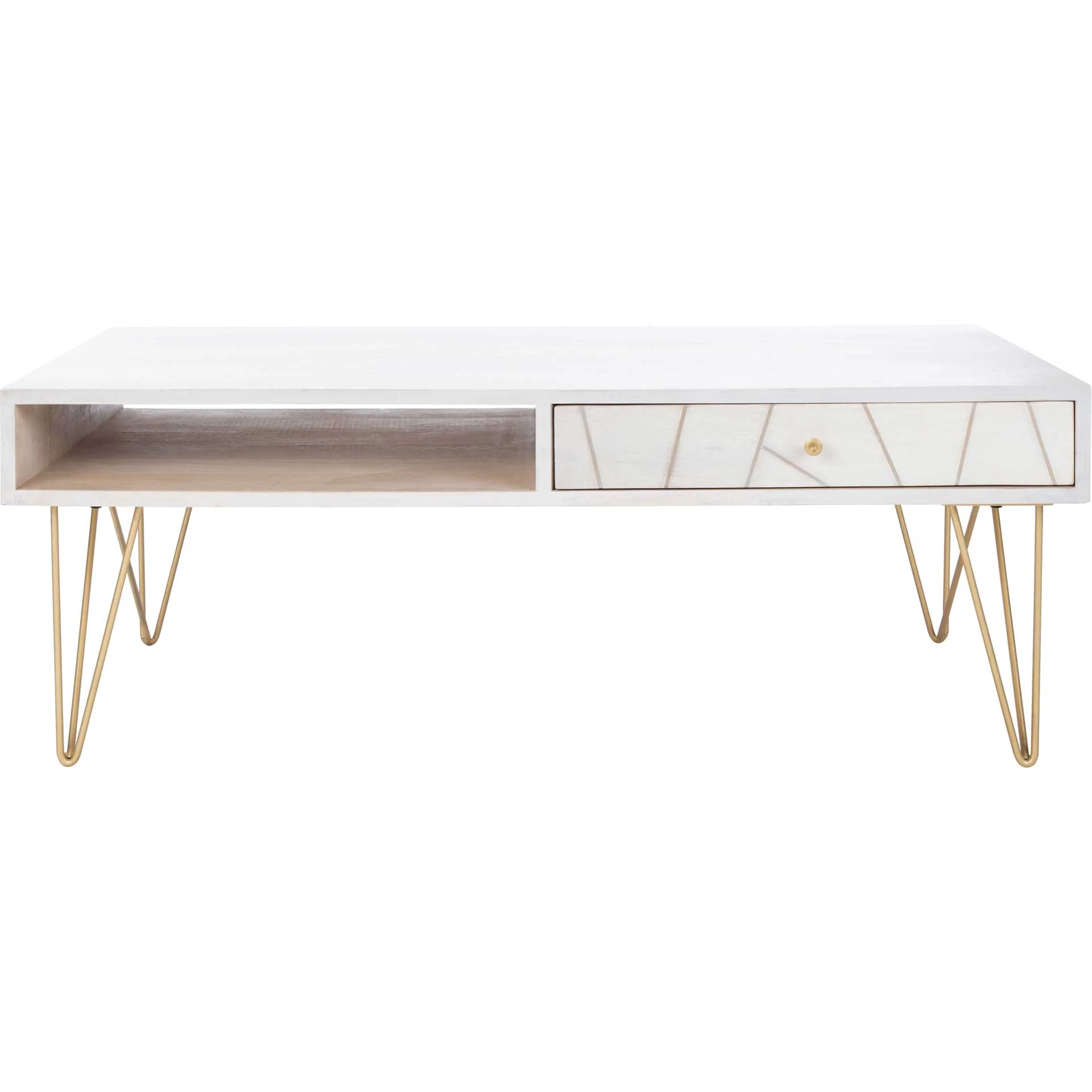 Macey Coffee Table White Wash/Brass - Image 4