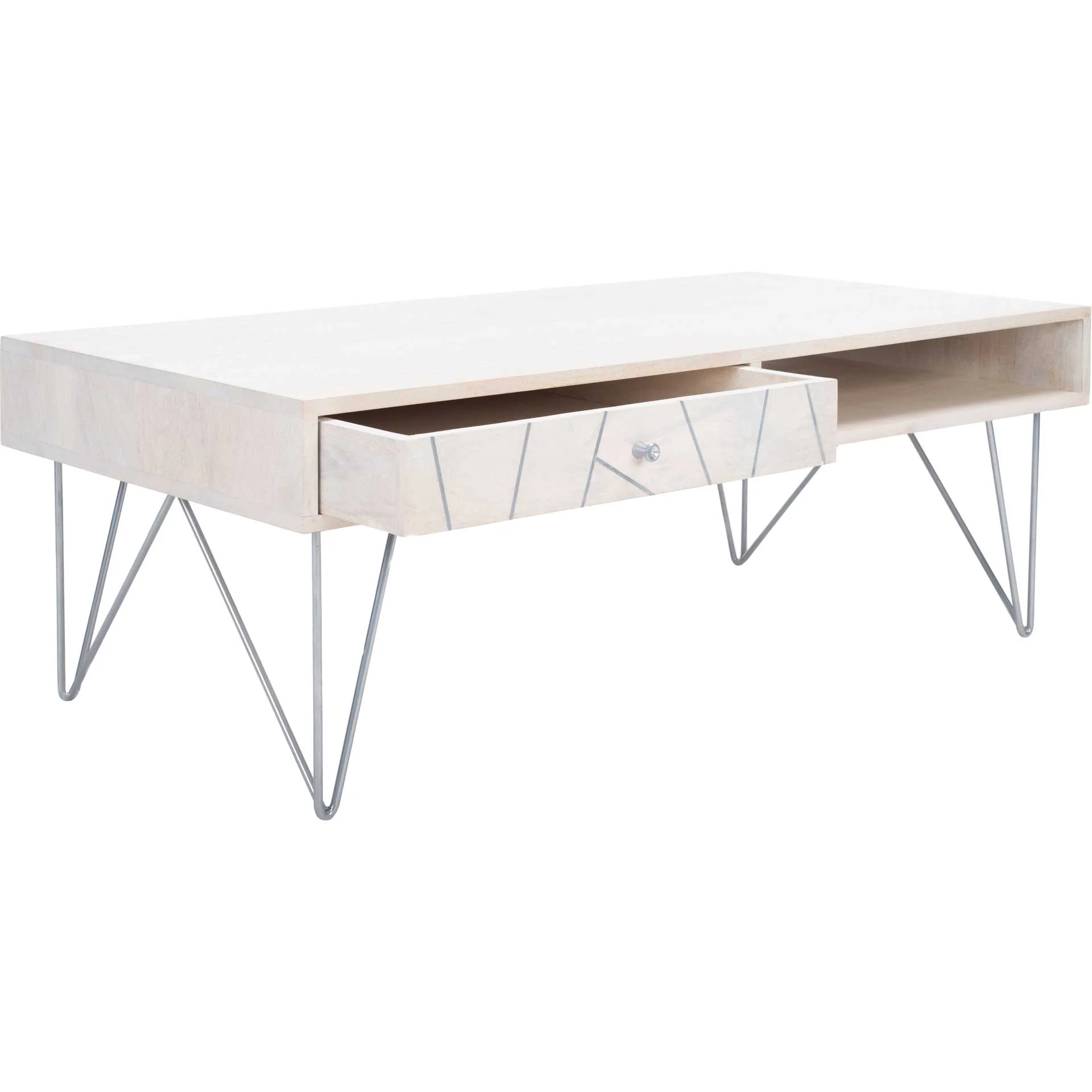 Macey Coffee Table White Wash/Silver - Image 2