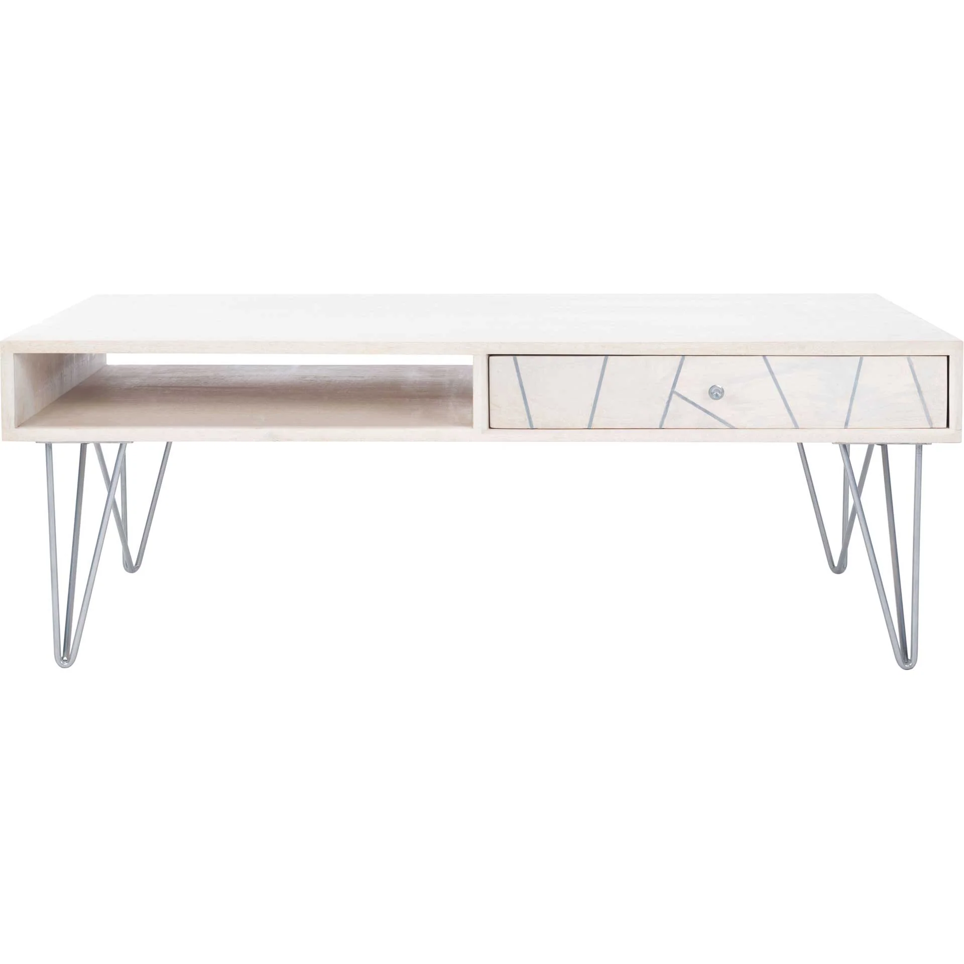 Macey Coffee Table White Wash/Silver - Image 4