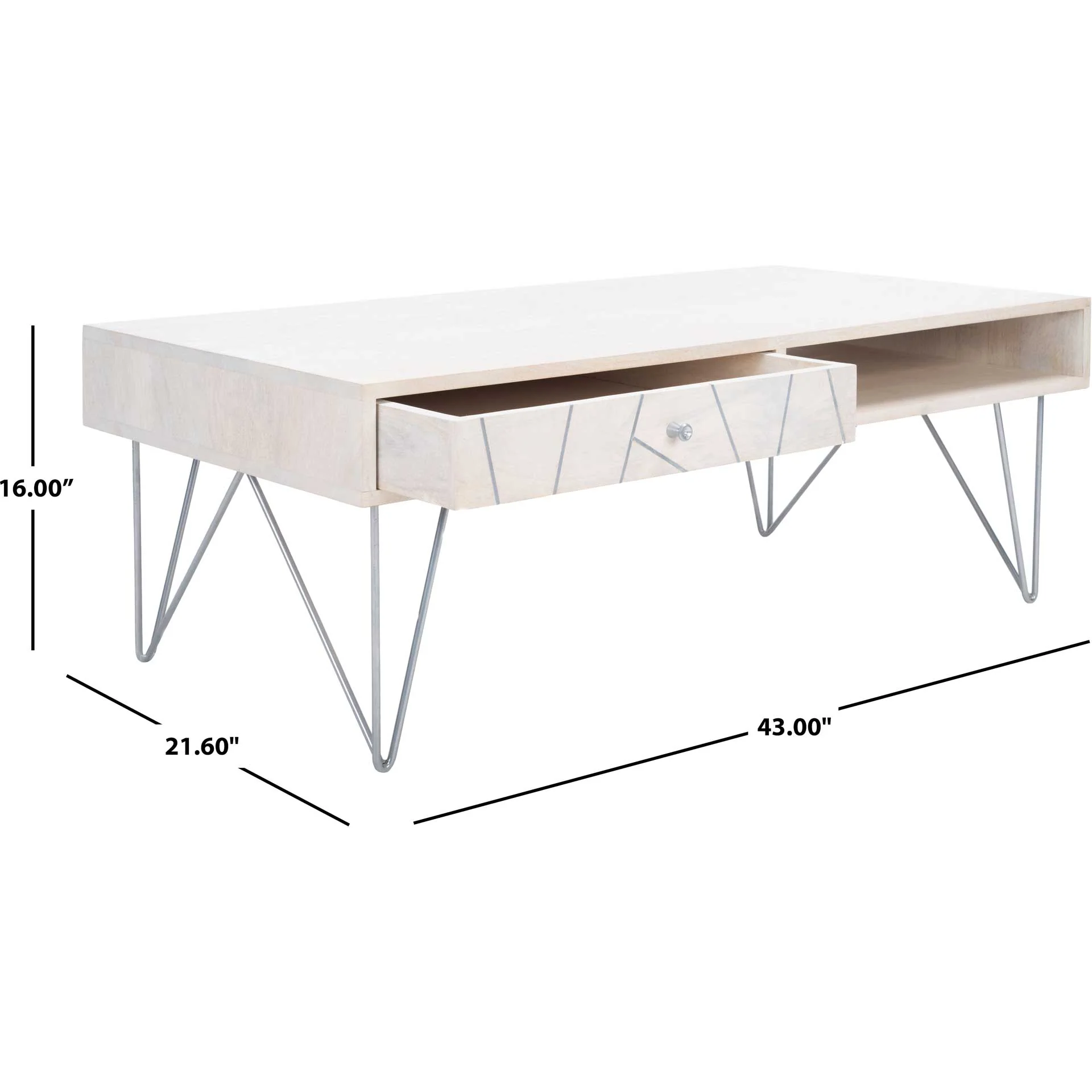 Macey Coffee Table White Wash/Silver - Image 7