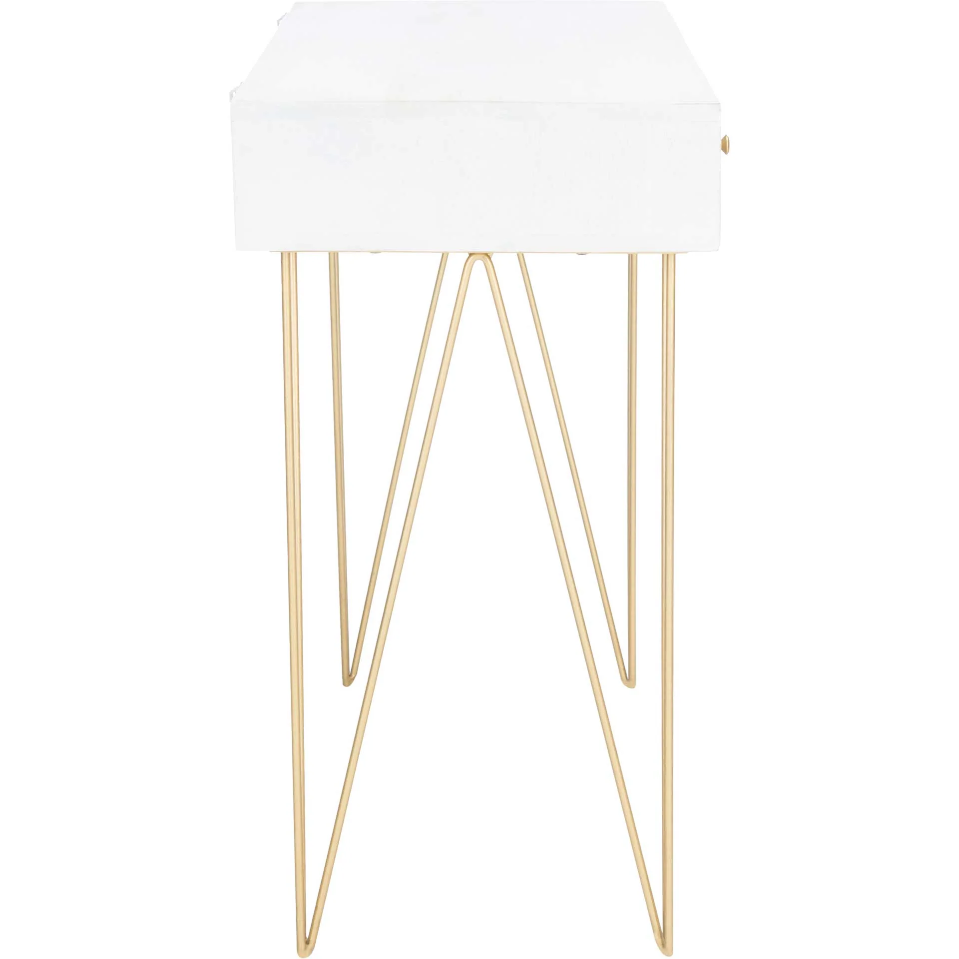 Macey Desk White Wash/Brass - Image 3