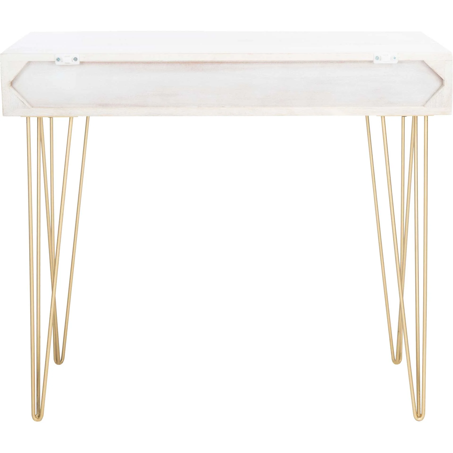Macey Desk White Wash/Brass - Image 4