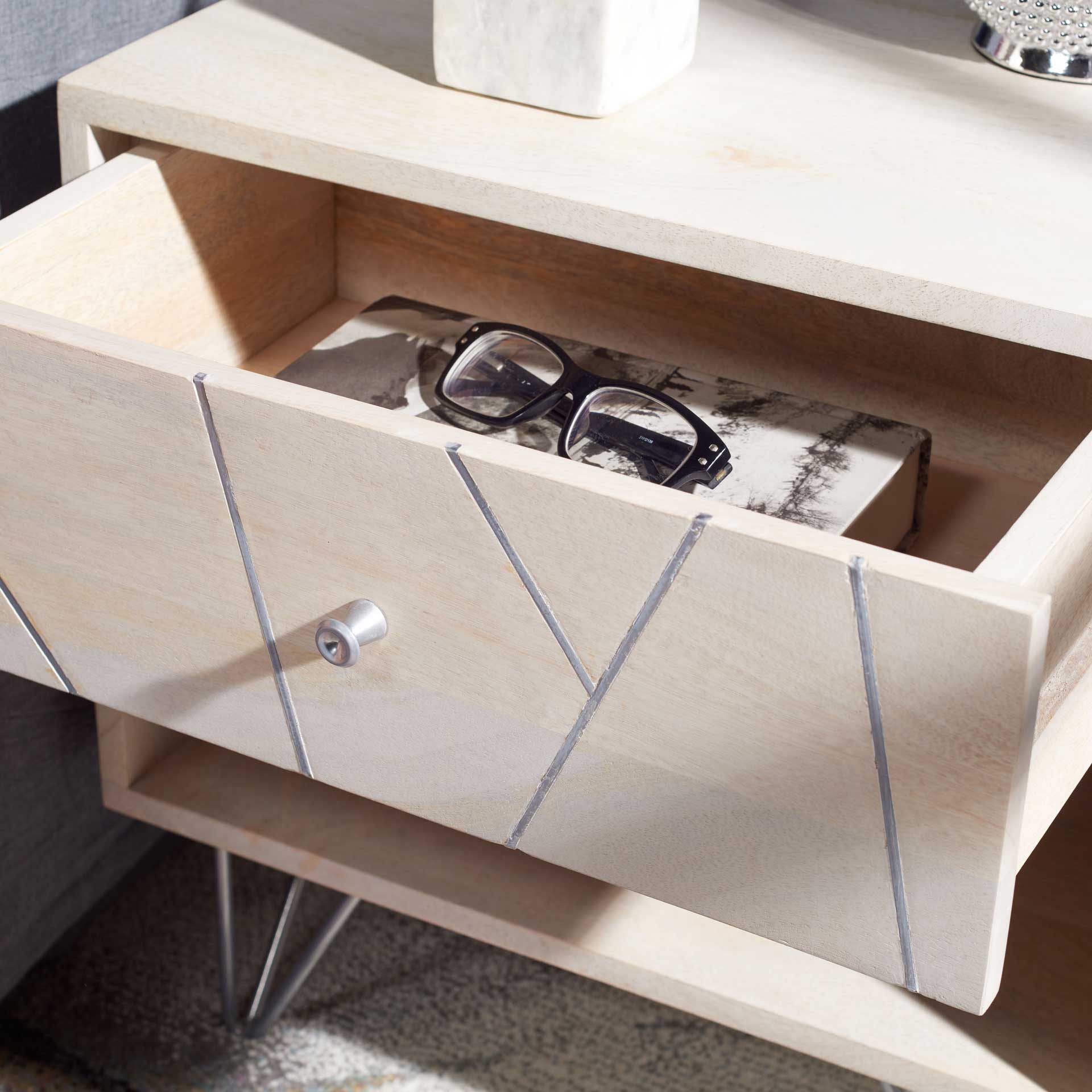 Macey Nightstand White Wash/Silver - Image 6