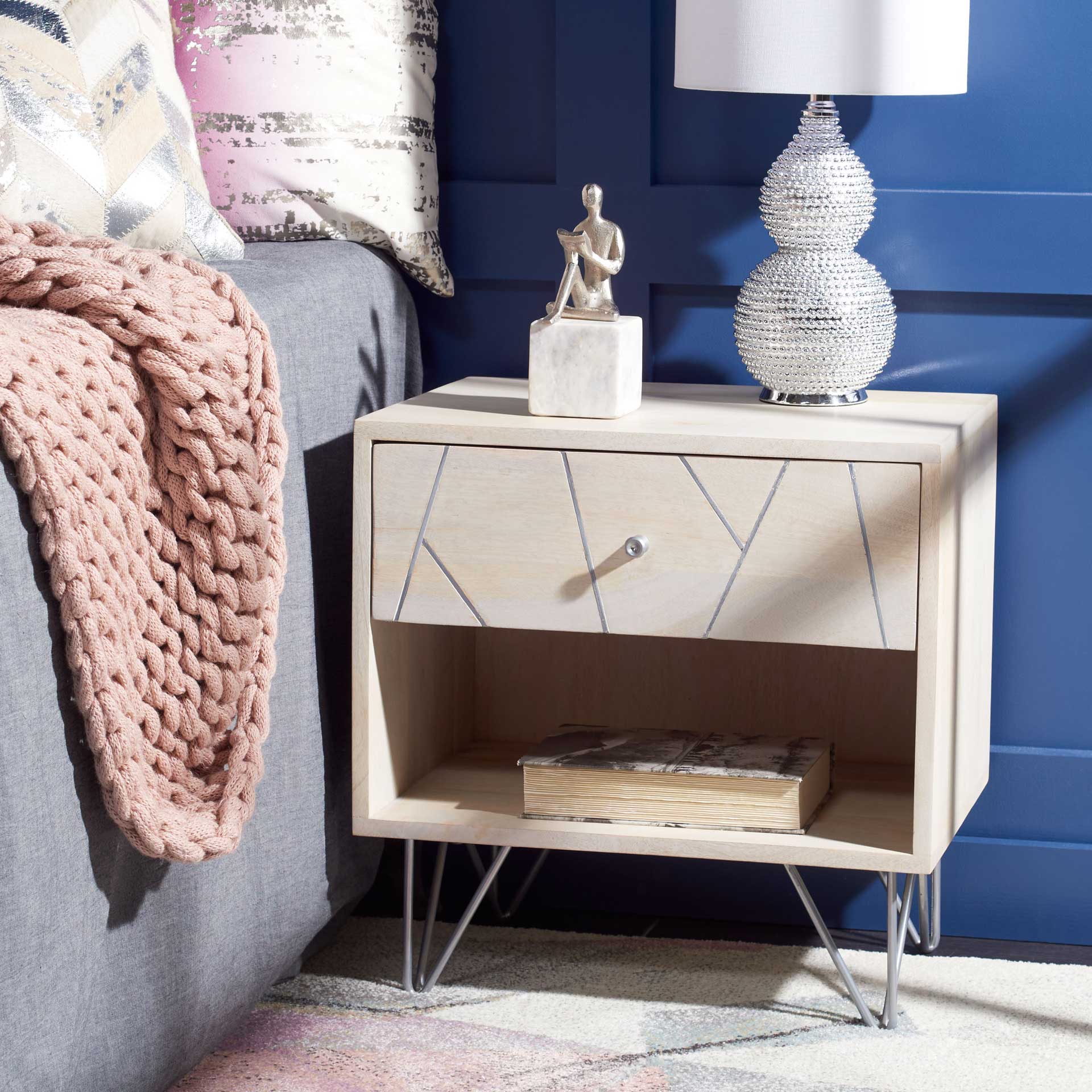 Macey Nightstand White Wash/Silver - Image 7