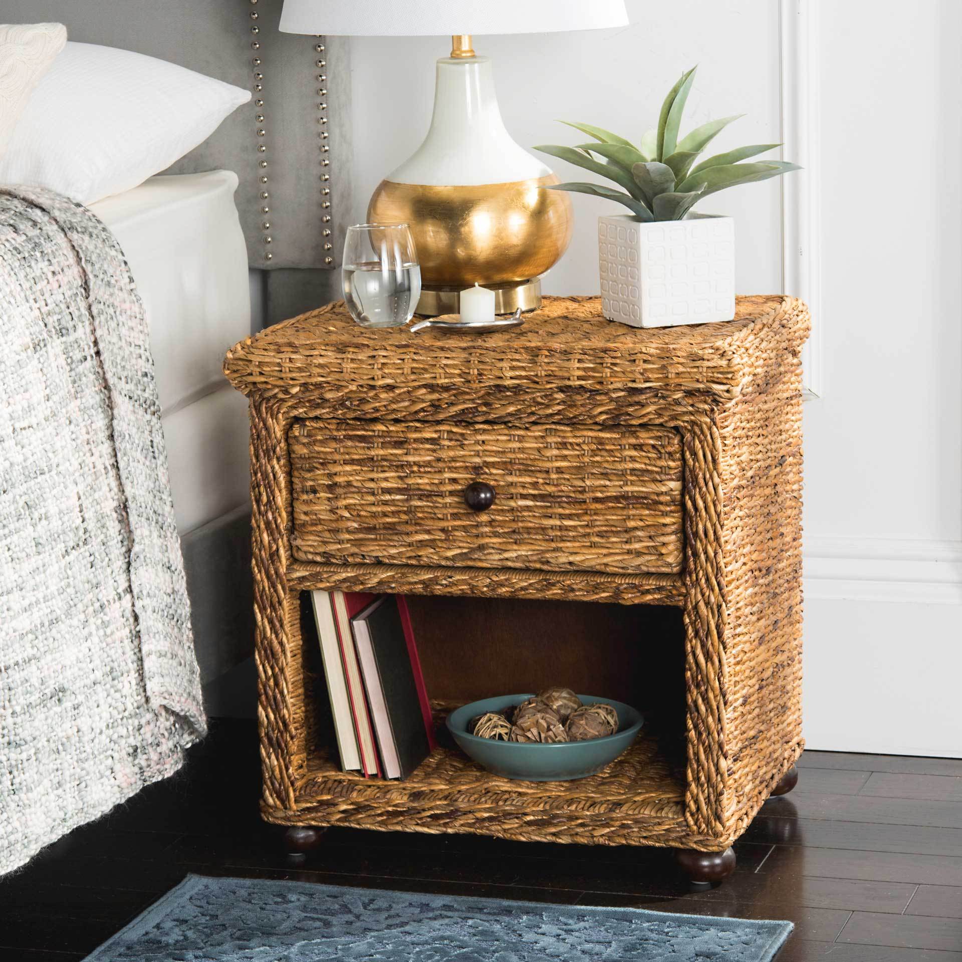 Macy Natural Brown Wicker Nightstand - Image 6