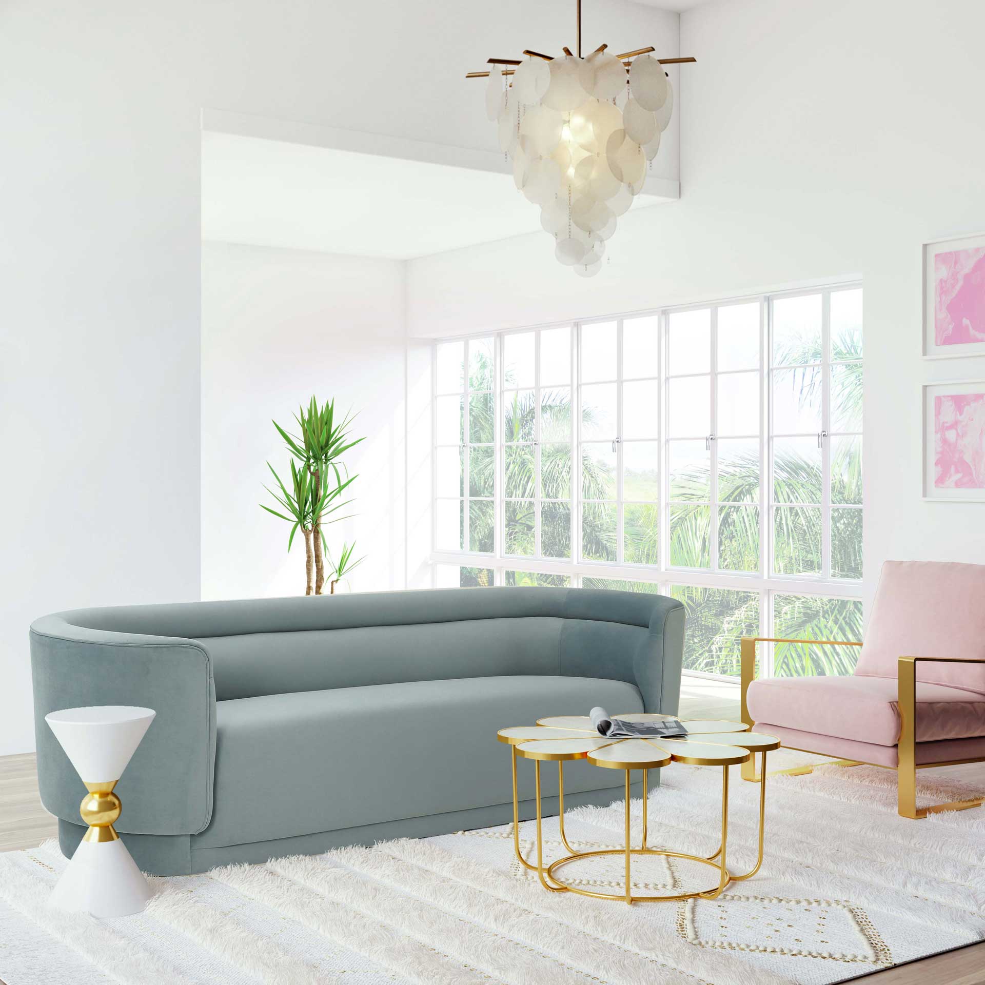 Maddie Velvet Sofa Sea Blue - Image 7