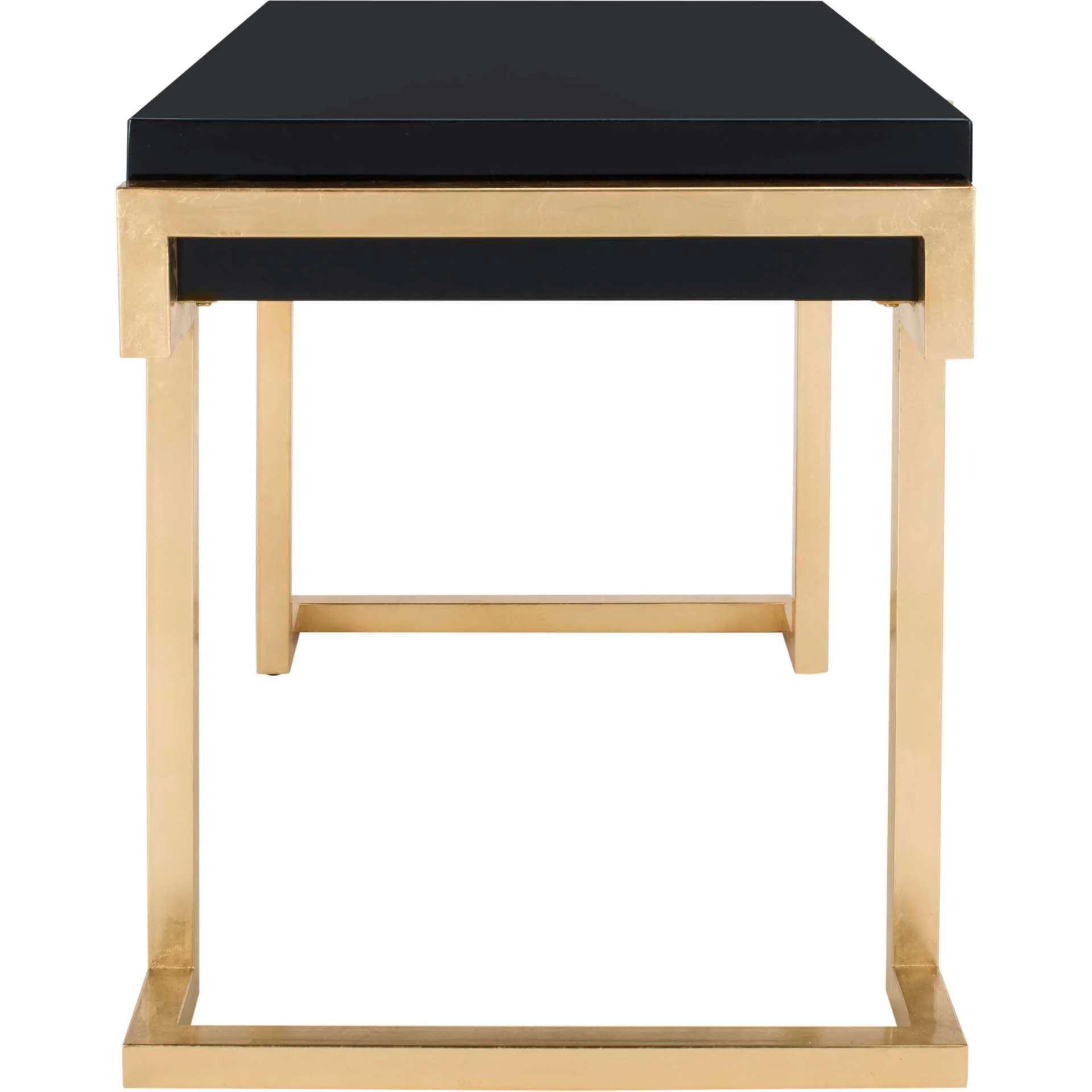 Maddison 2-Drawer Lacquer Desk Black/Gold - Image 3
