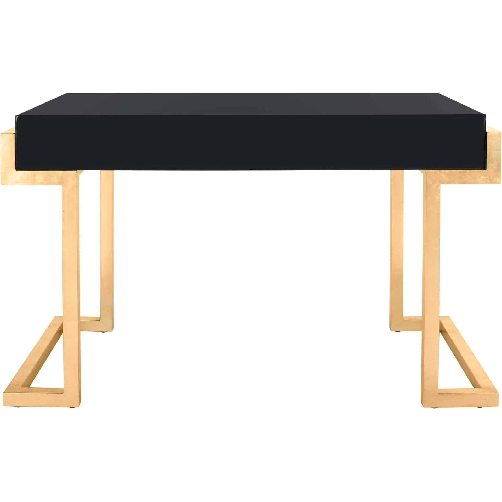 Maddison 2-Drawer Lacquer Desk Black/Gold - Image 4