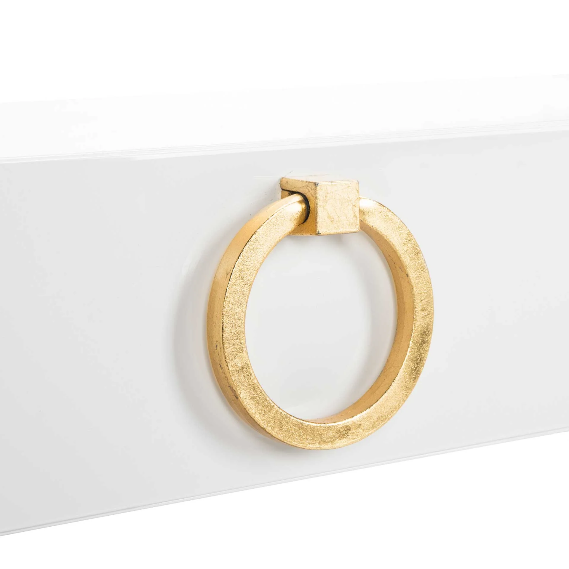 Maddison 2-Drawer Lacquer Desk White/Gold - Image 8