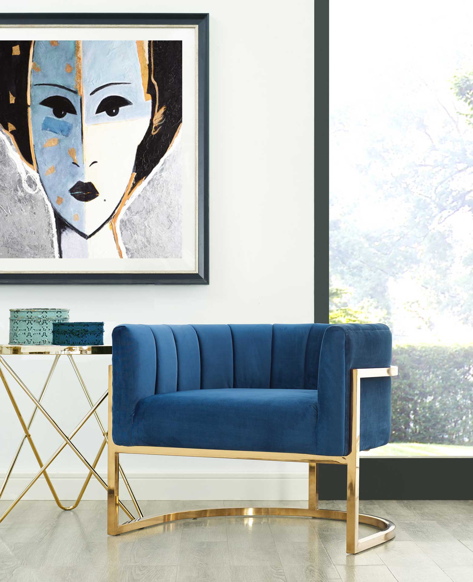 Maddison Chair Navy/Gold - Image 6