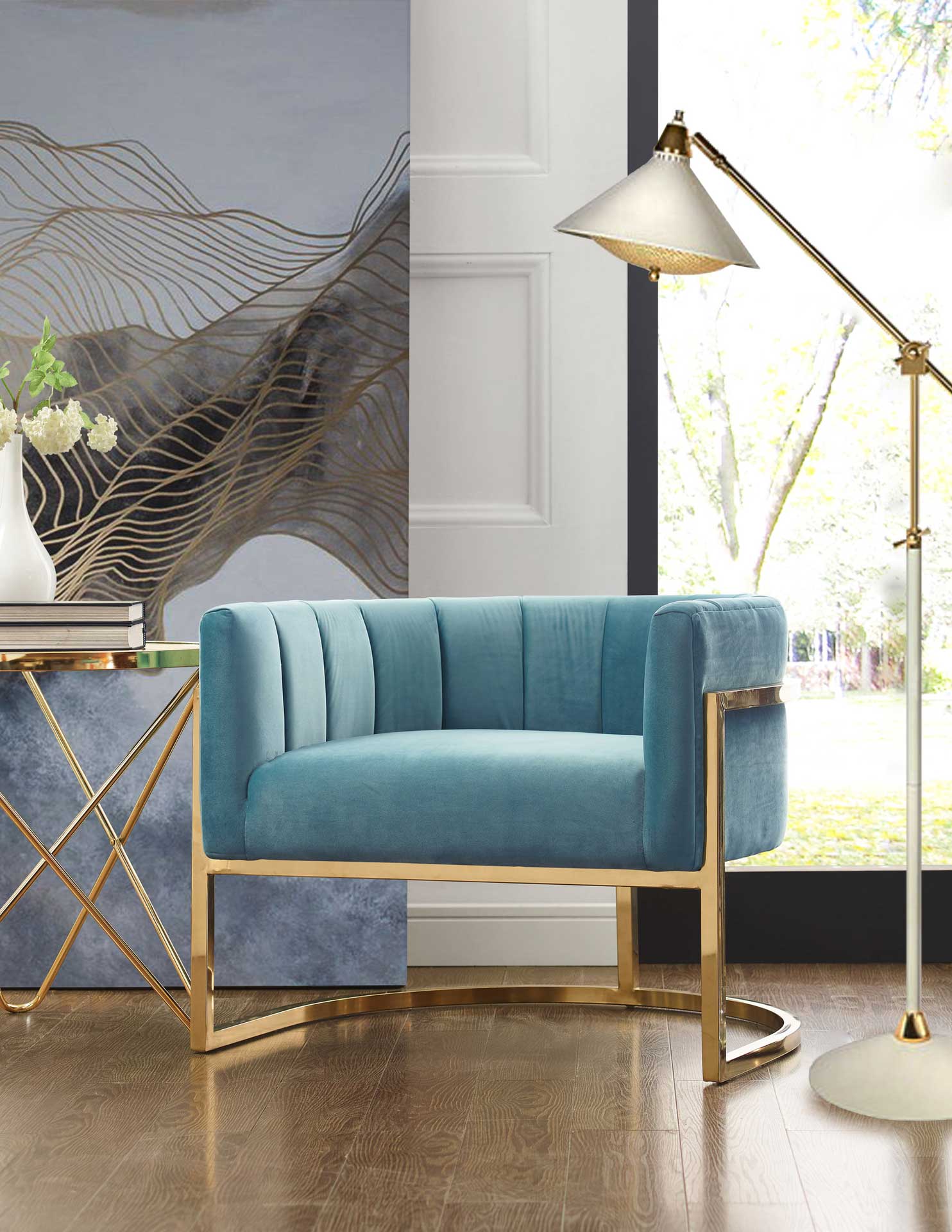 Maddison Chair Sea Blue/Gold - Image 5
