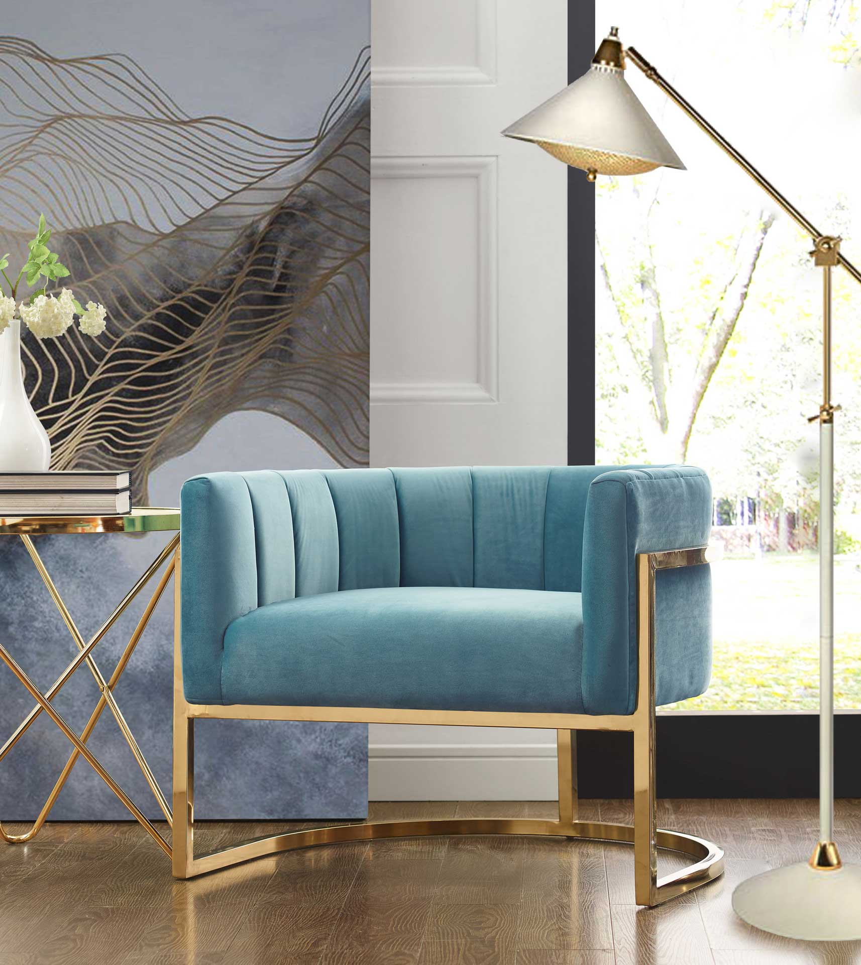 Maddison Chair Sea Blue/Gold - Image 7