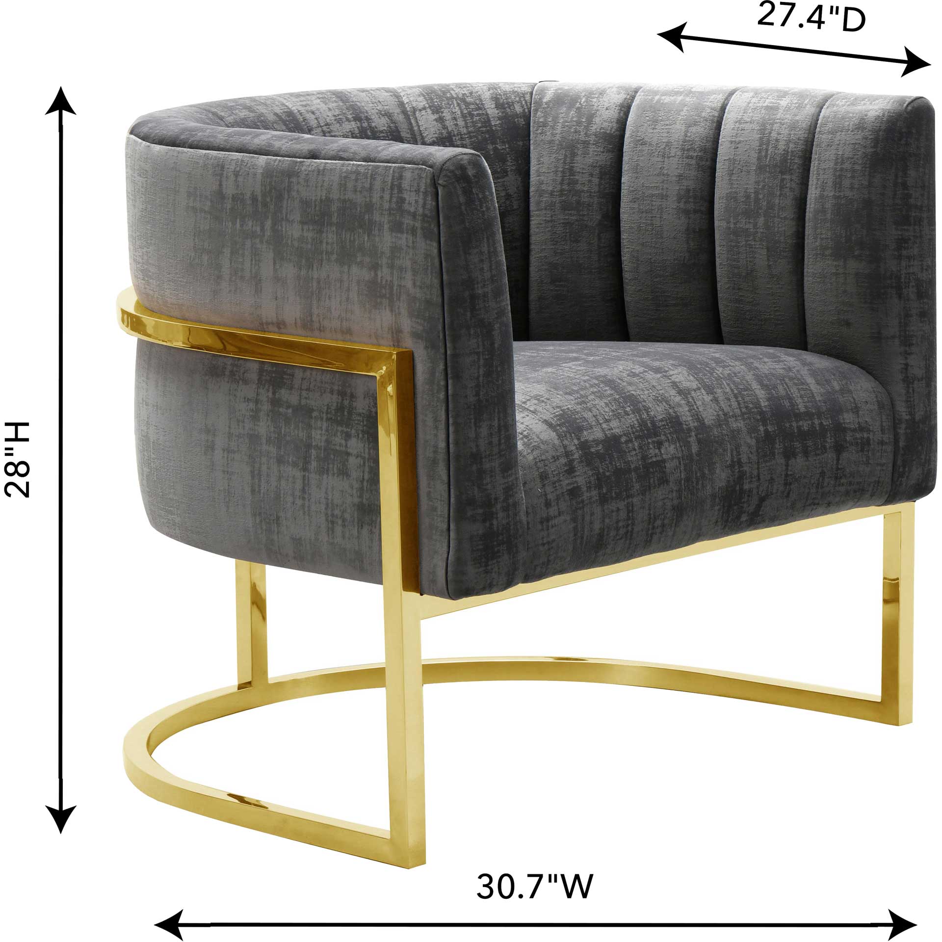Maddison Slub Chair Gray/Gold - Image 6