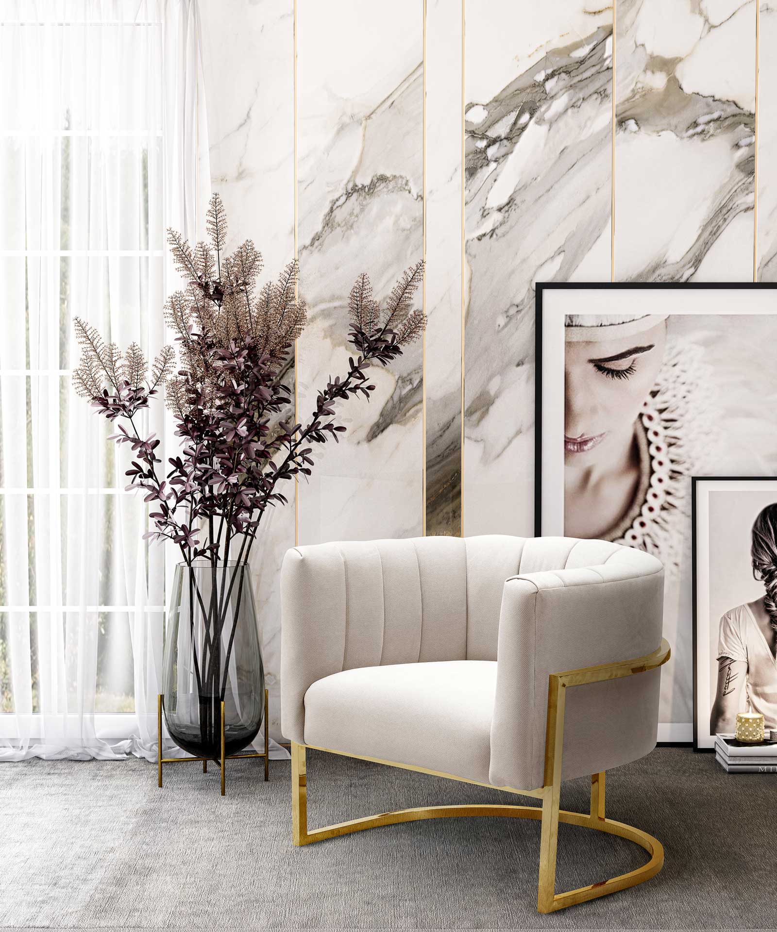 Maddison Spotted Chair Cream/Gold - Image 8