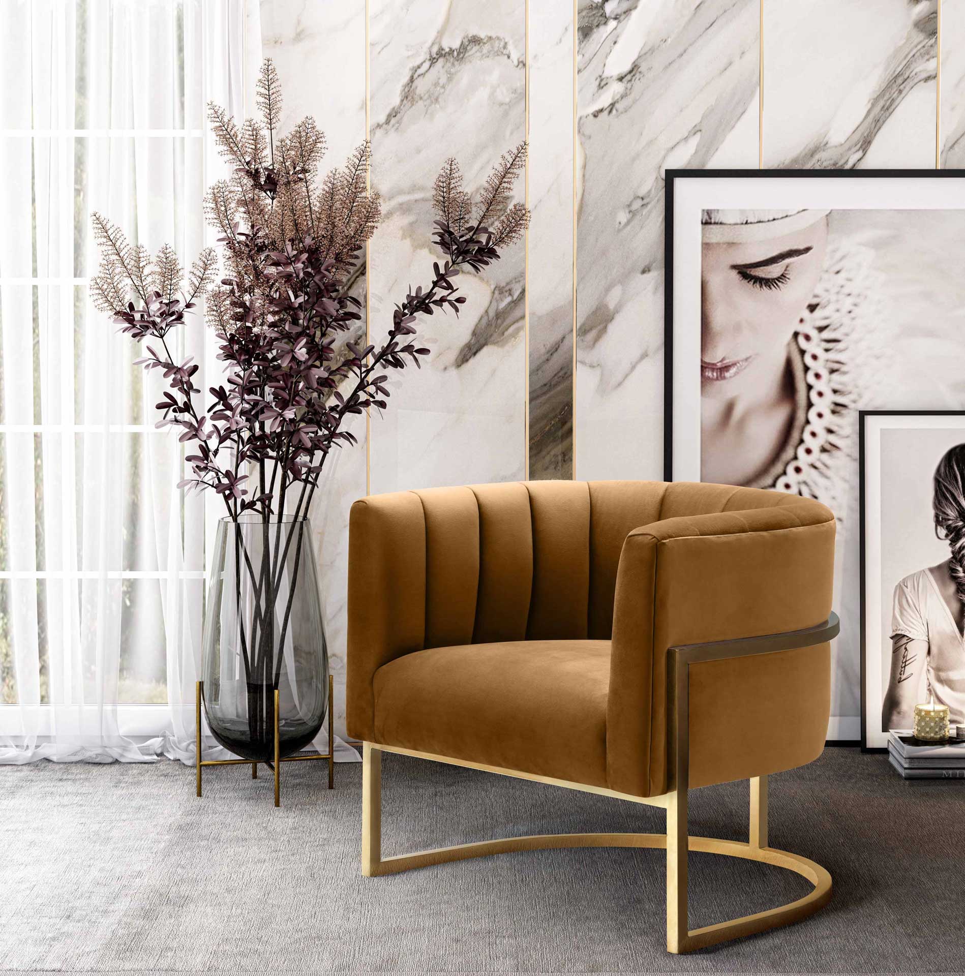 Maddison Velvet Chair Cognac - Image 6