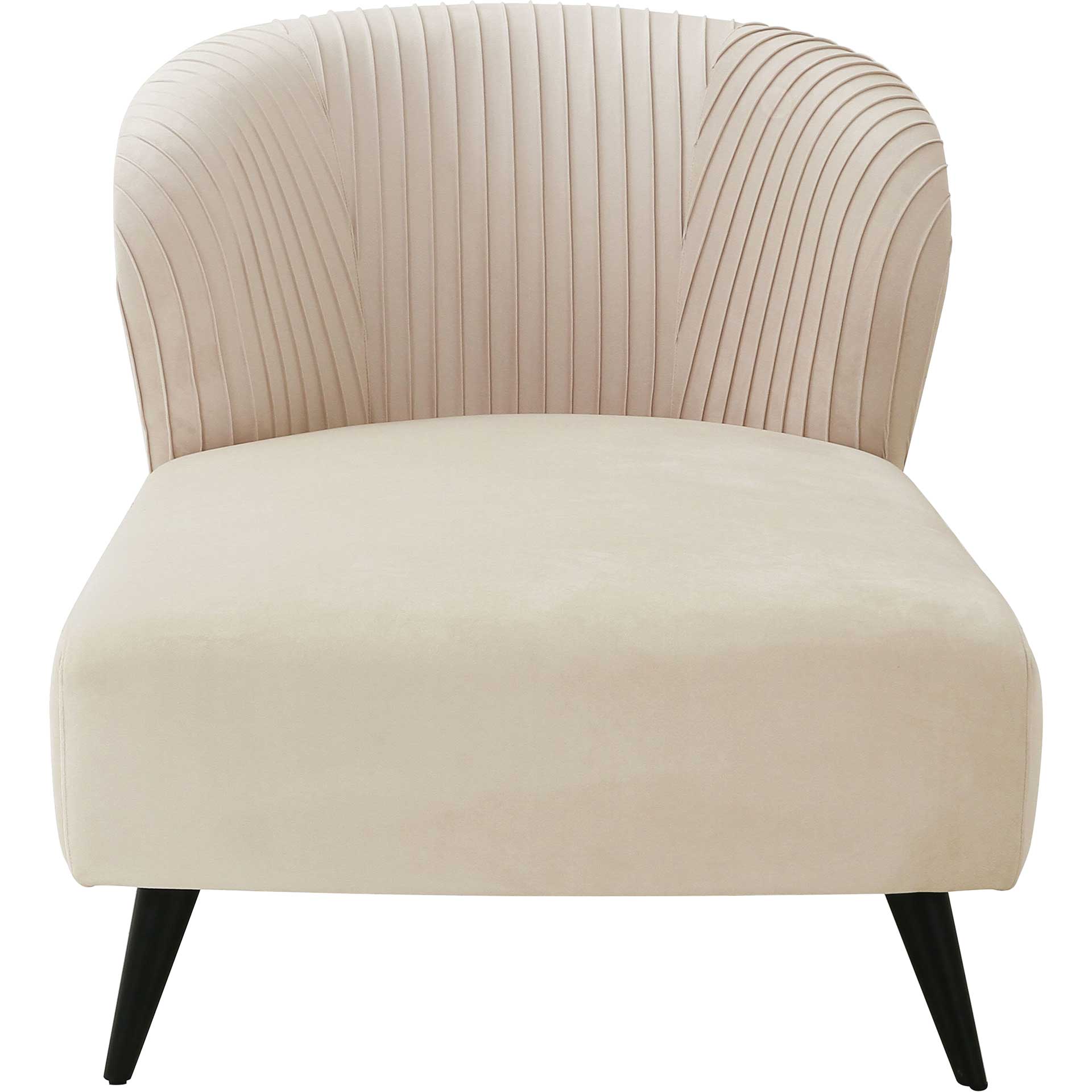 Madeline Pleated Velvet Settee Cream - Image 3