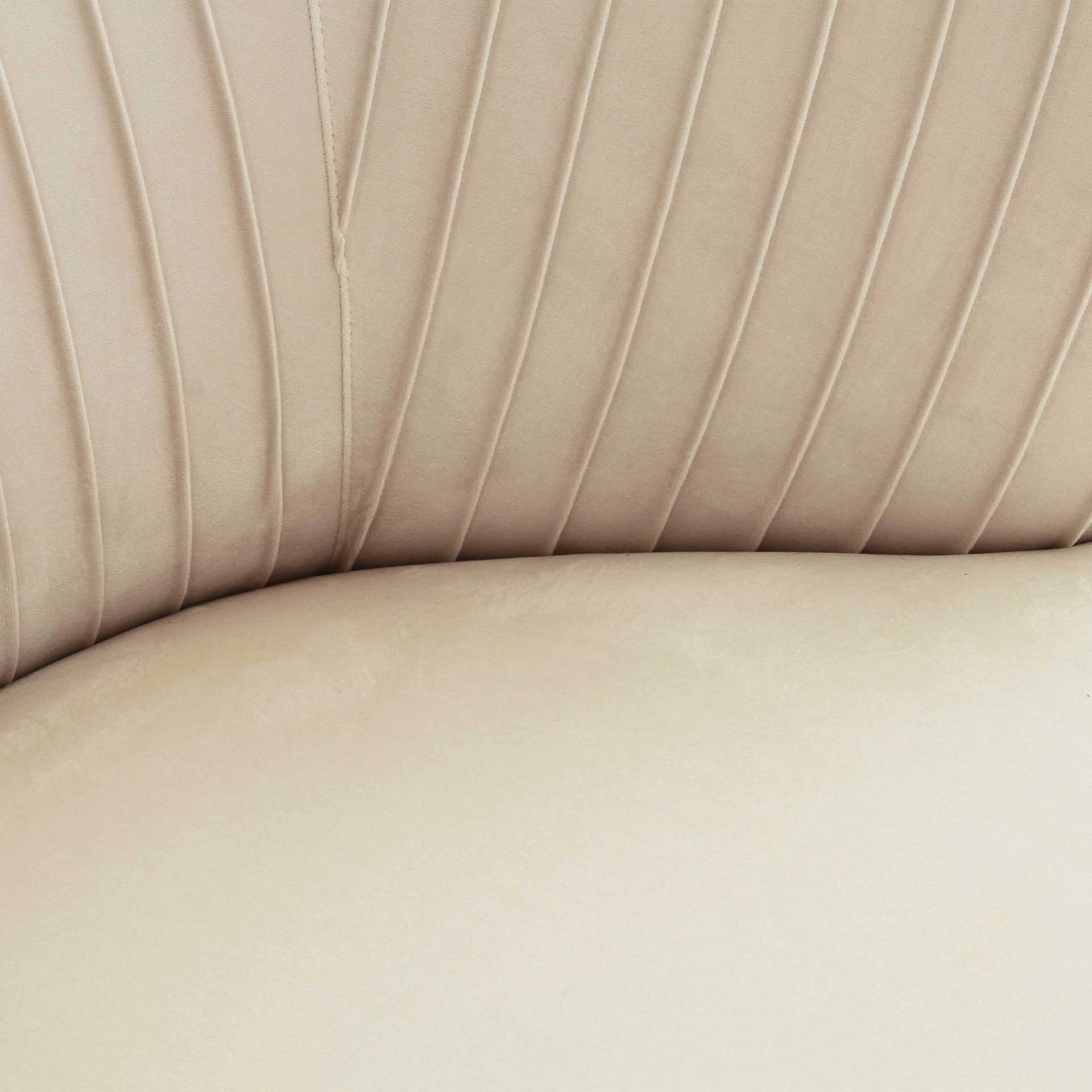 Madeline Pleated Velvet Settee Cream - Image 5