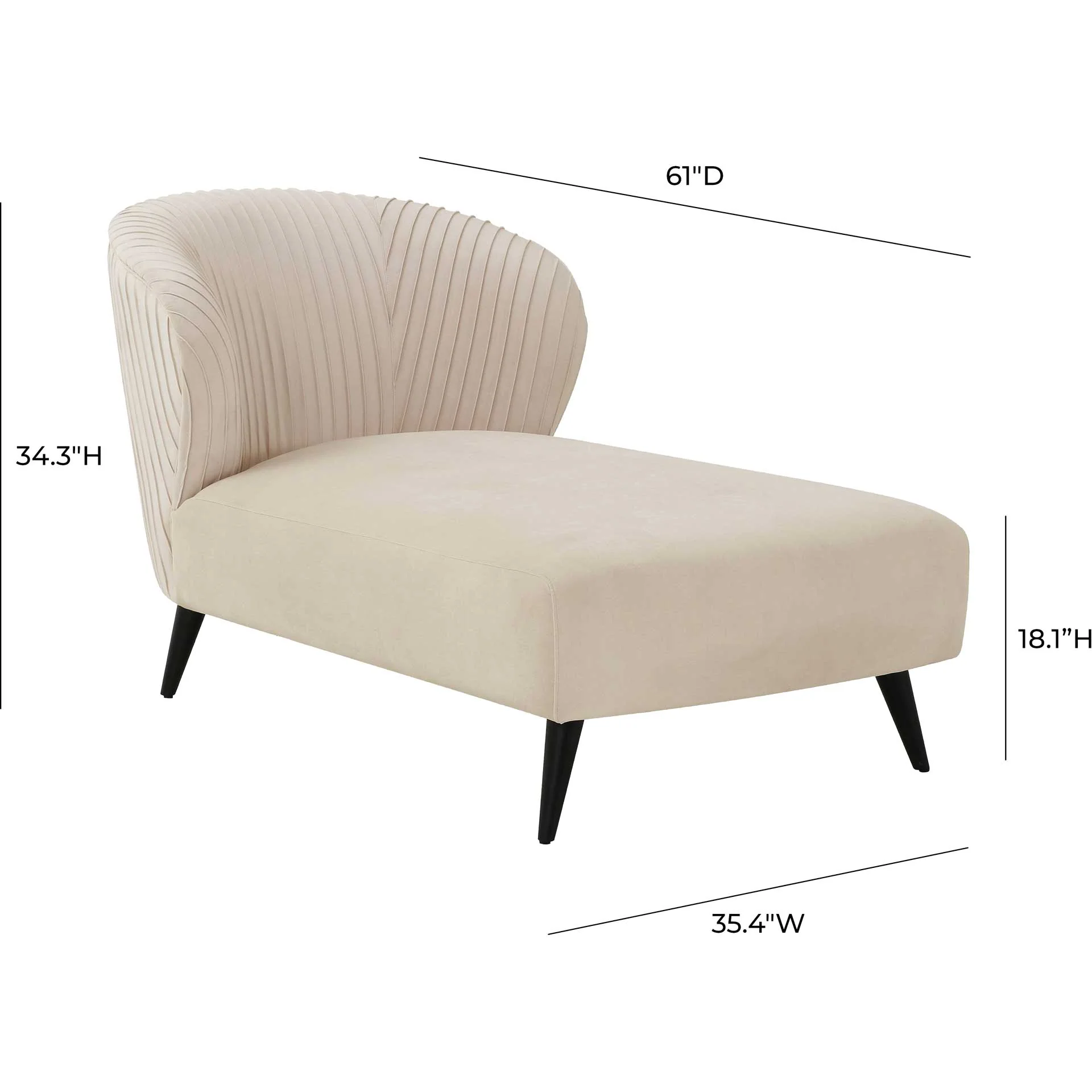 Madeline Pleated Velvet Settee Cream - Image 6