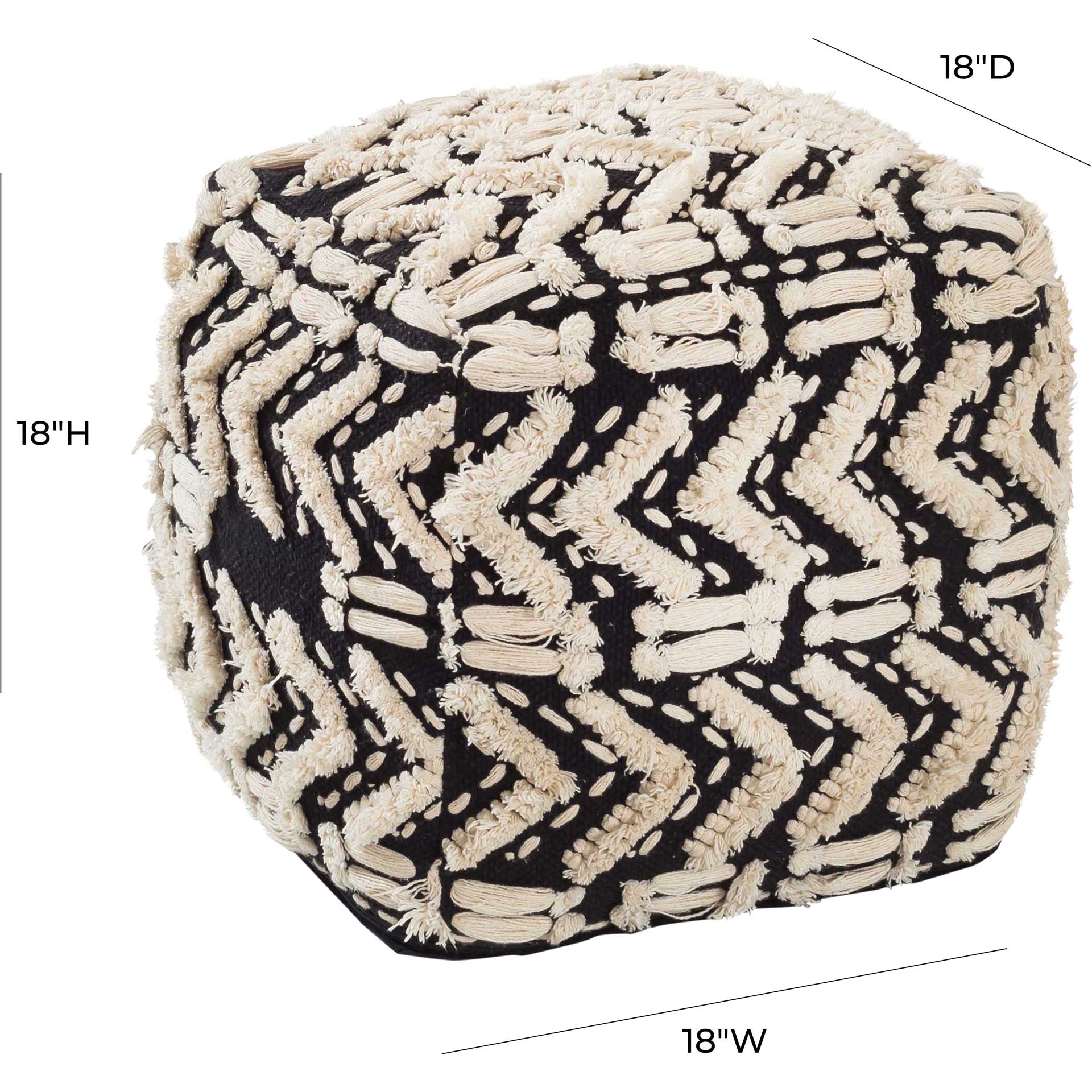 Madelynn Cotton Pouf Black - Image 4