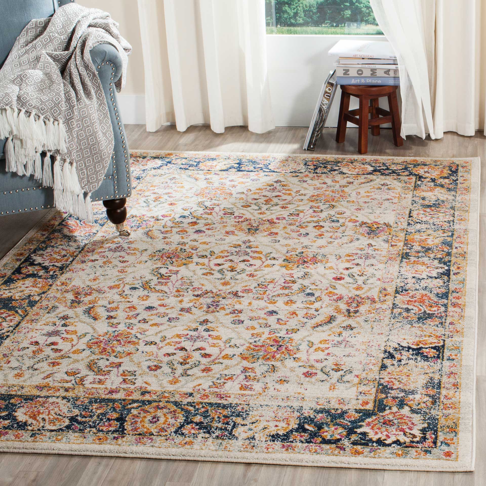 Madison Cream/Navy Area Rug - Image 7