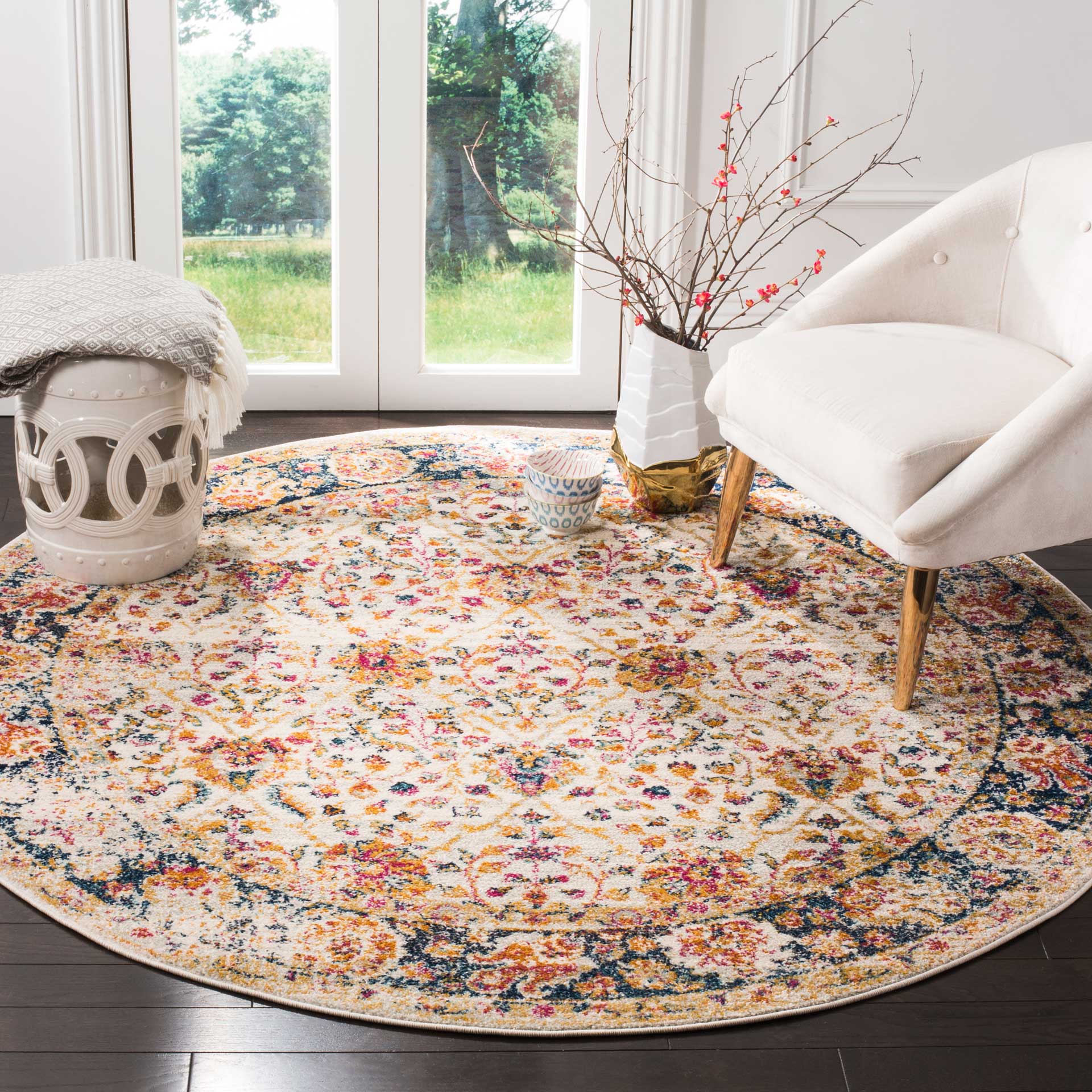 Madison Cream/Navy Round Rug - Image 3