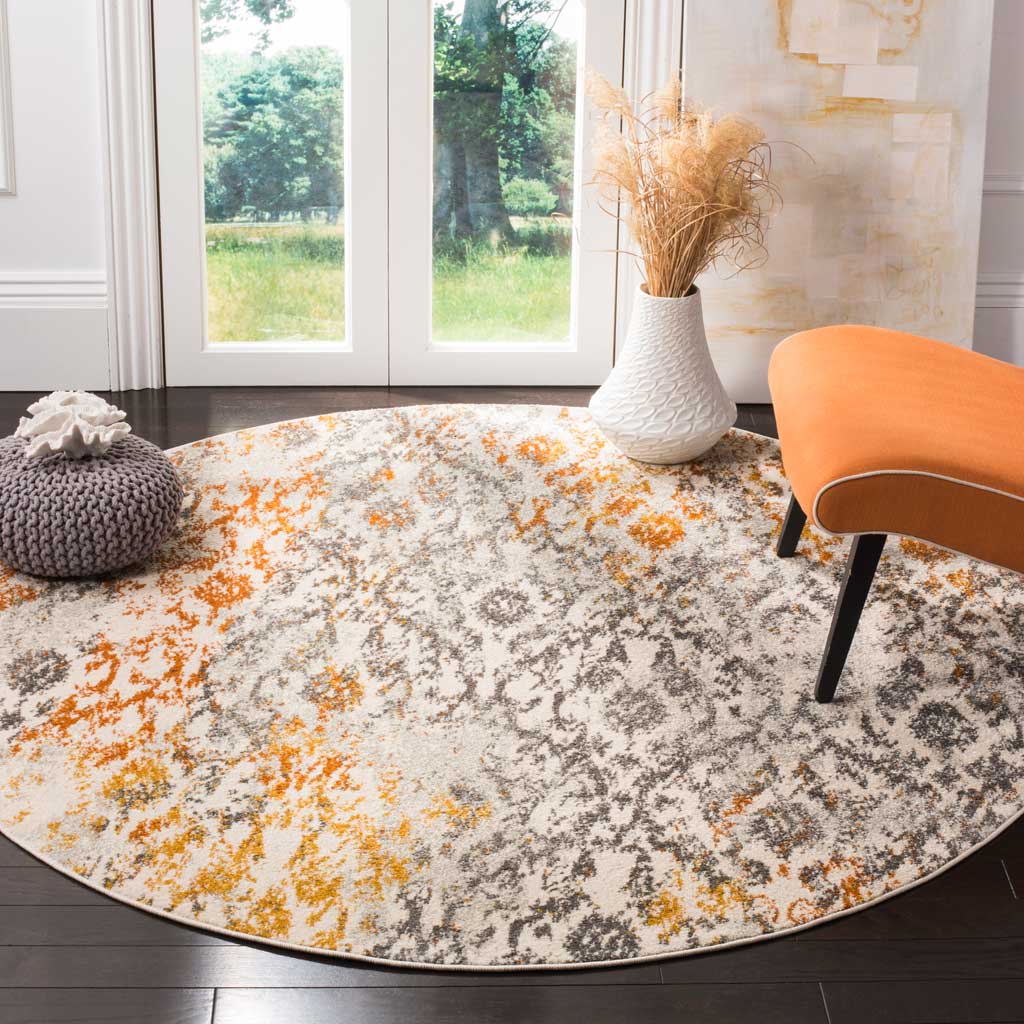 Madison Cream/Orange Round Rug - Image 3