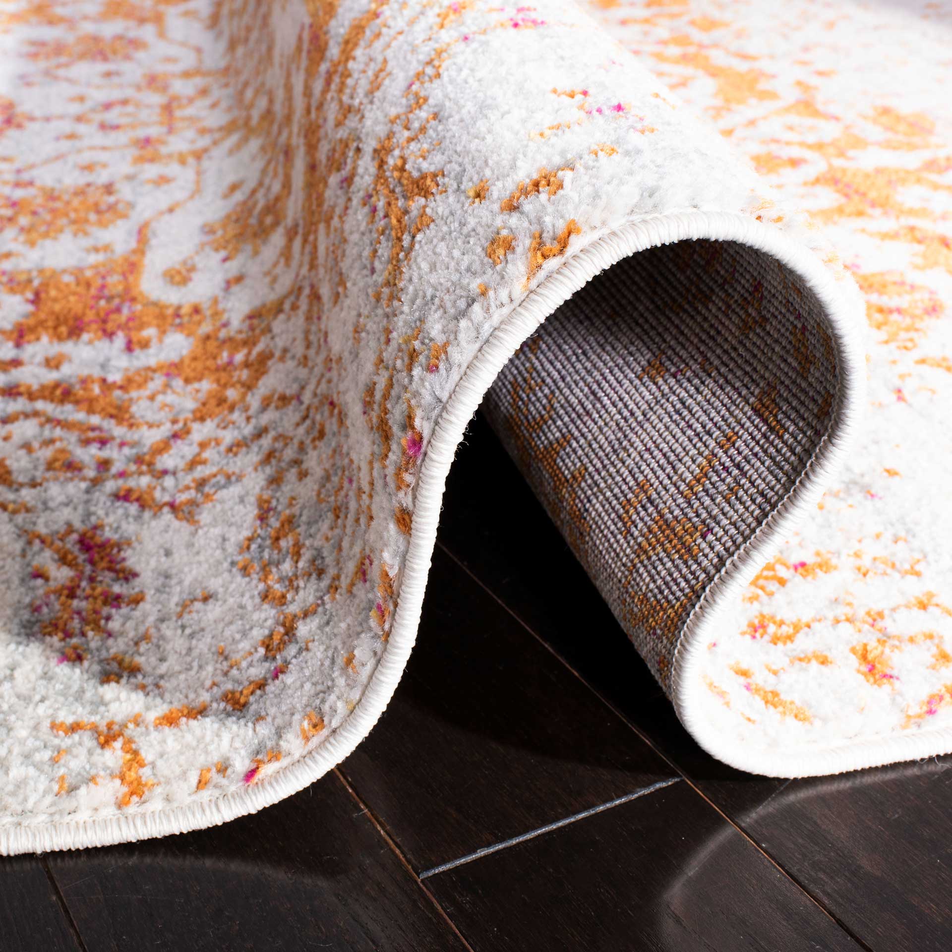 Madison Distressed Orange/Ivory Area Rug - Image 6