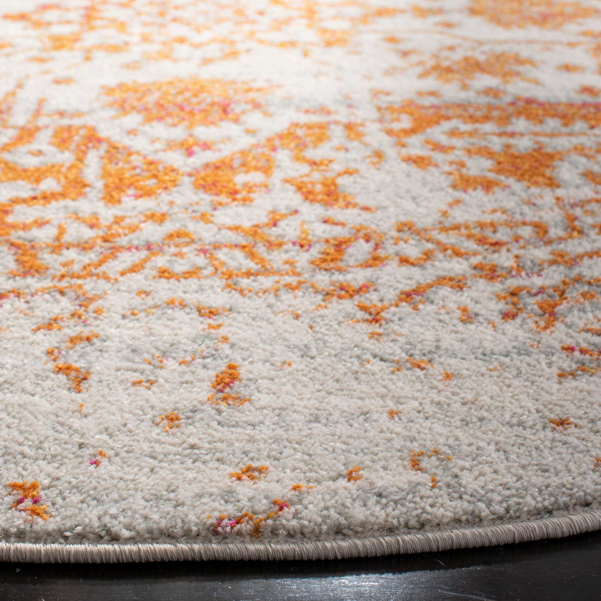 Madison Distressed Orange/Ivory Round Rug - Image 2