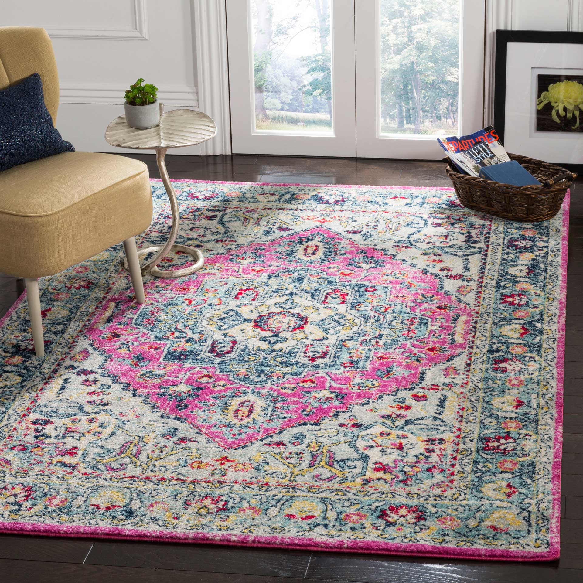 Madison Fuchsia/Aqua Area Rug - Image 4