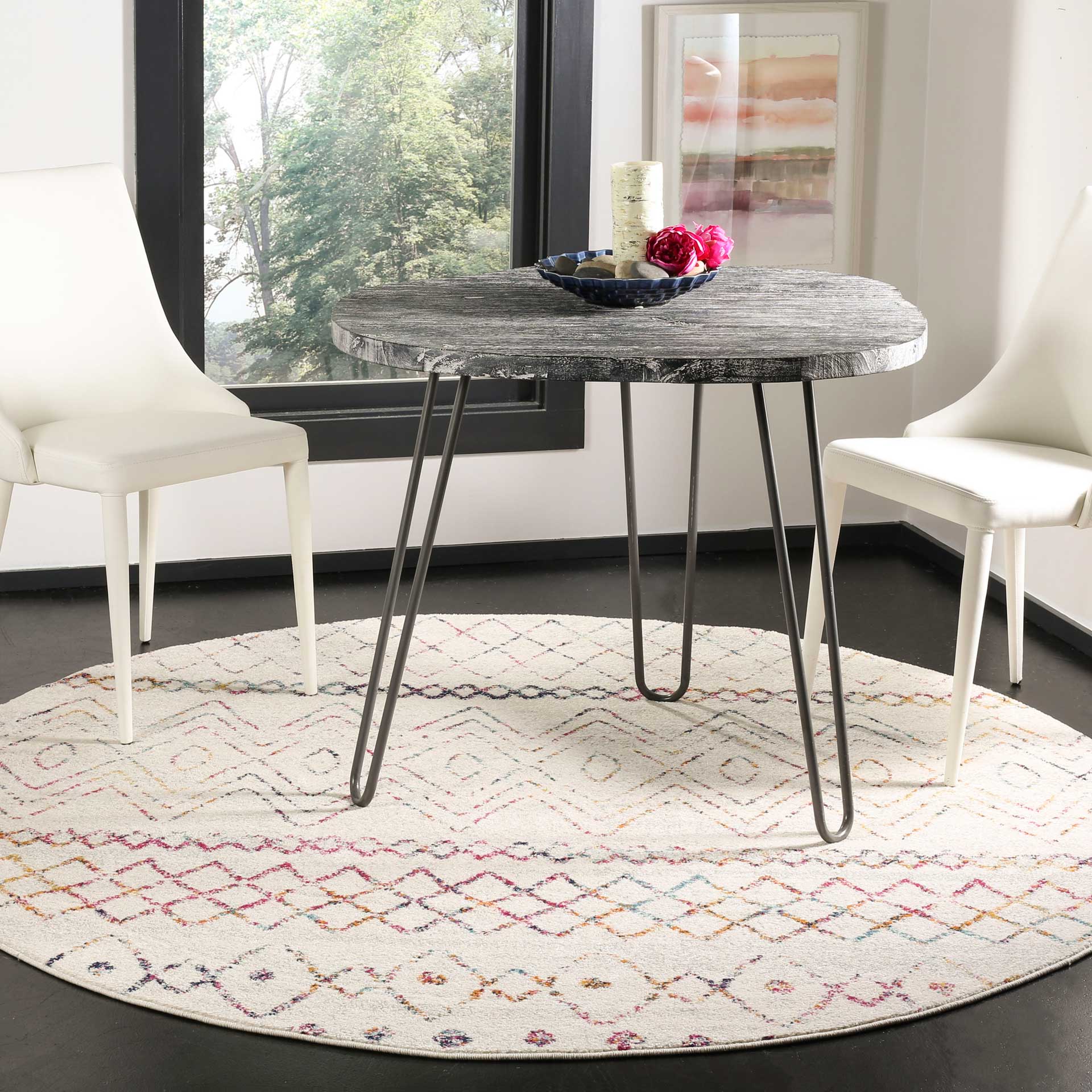 Madison Ivory/Fuchsia Round Rug - Image 3