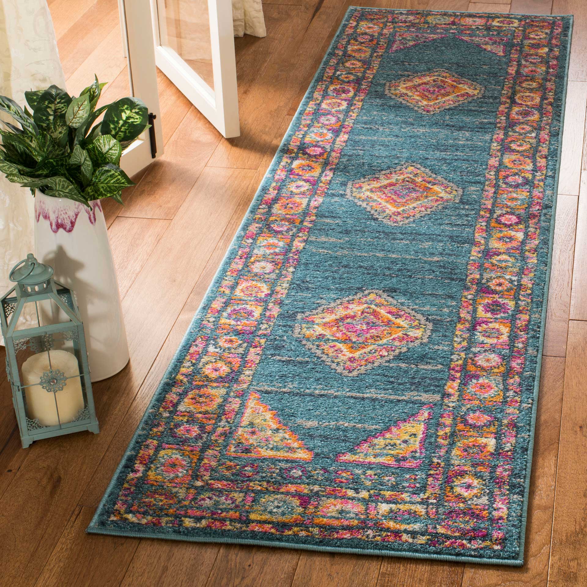 Madison Light Blue/Orange Runner Rug - Image 2
