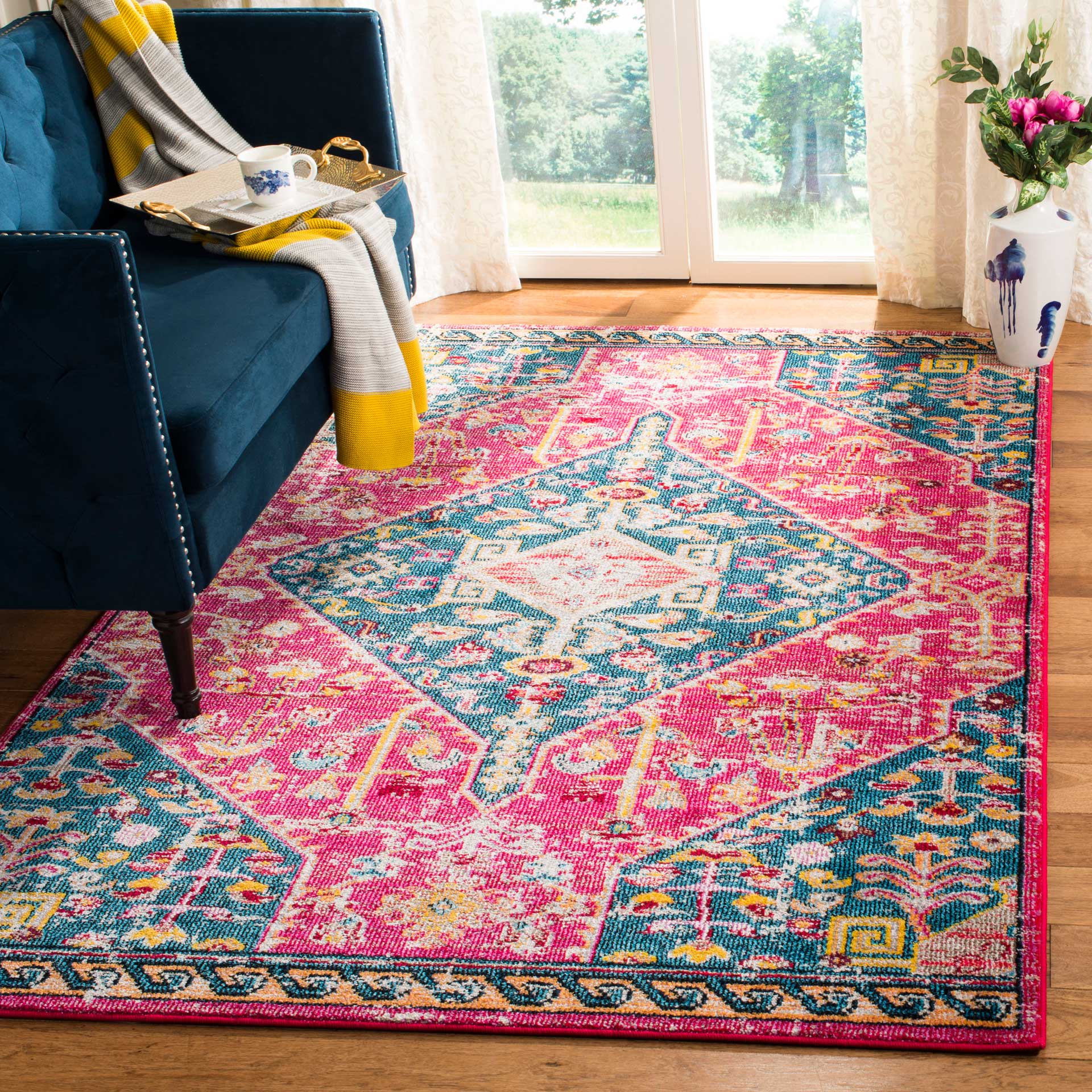 Madison Pink/Turquoise Area Rug - Image 4
