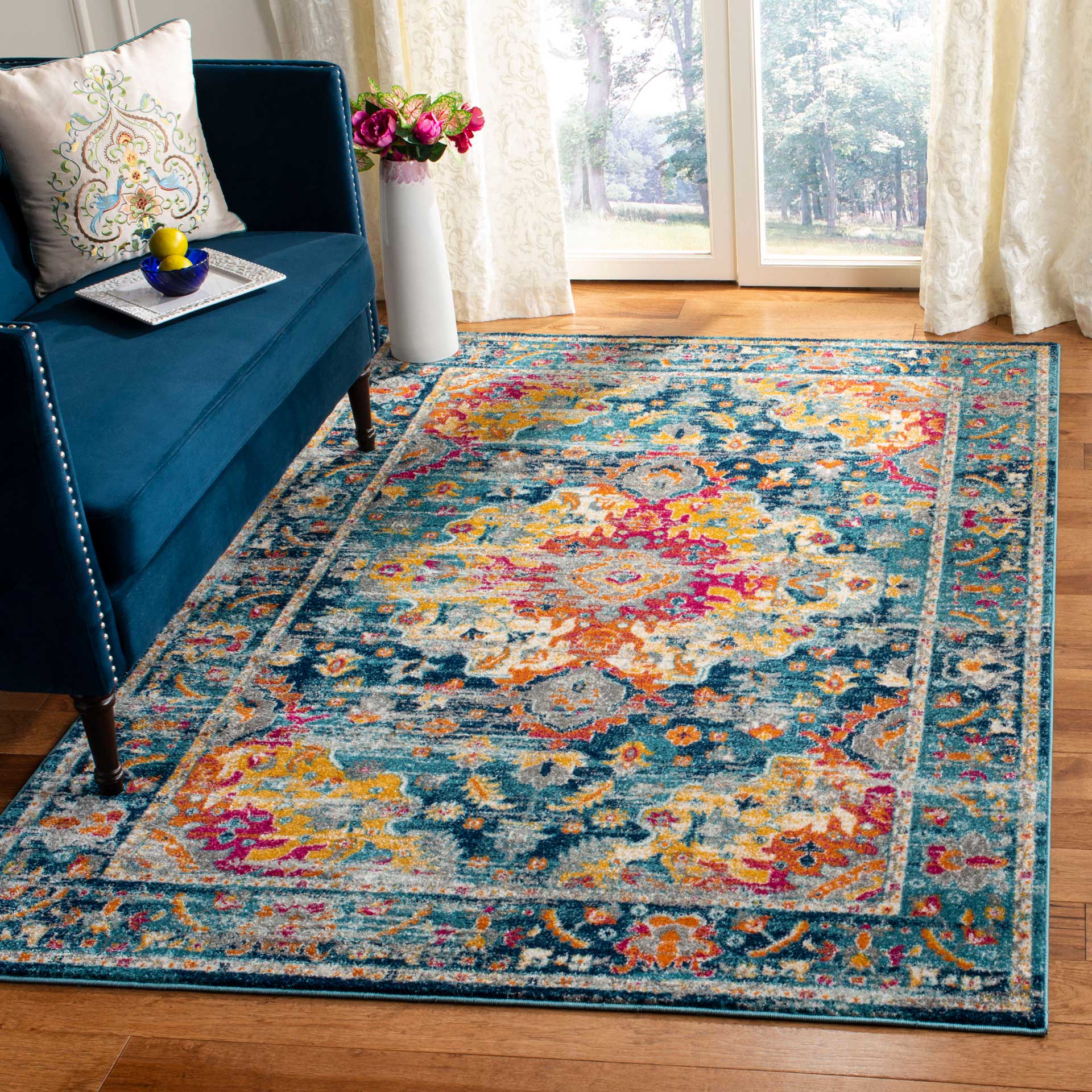 Madison Teal/Fuchsia Area Rug - Image 5