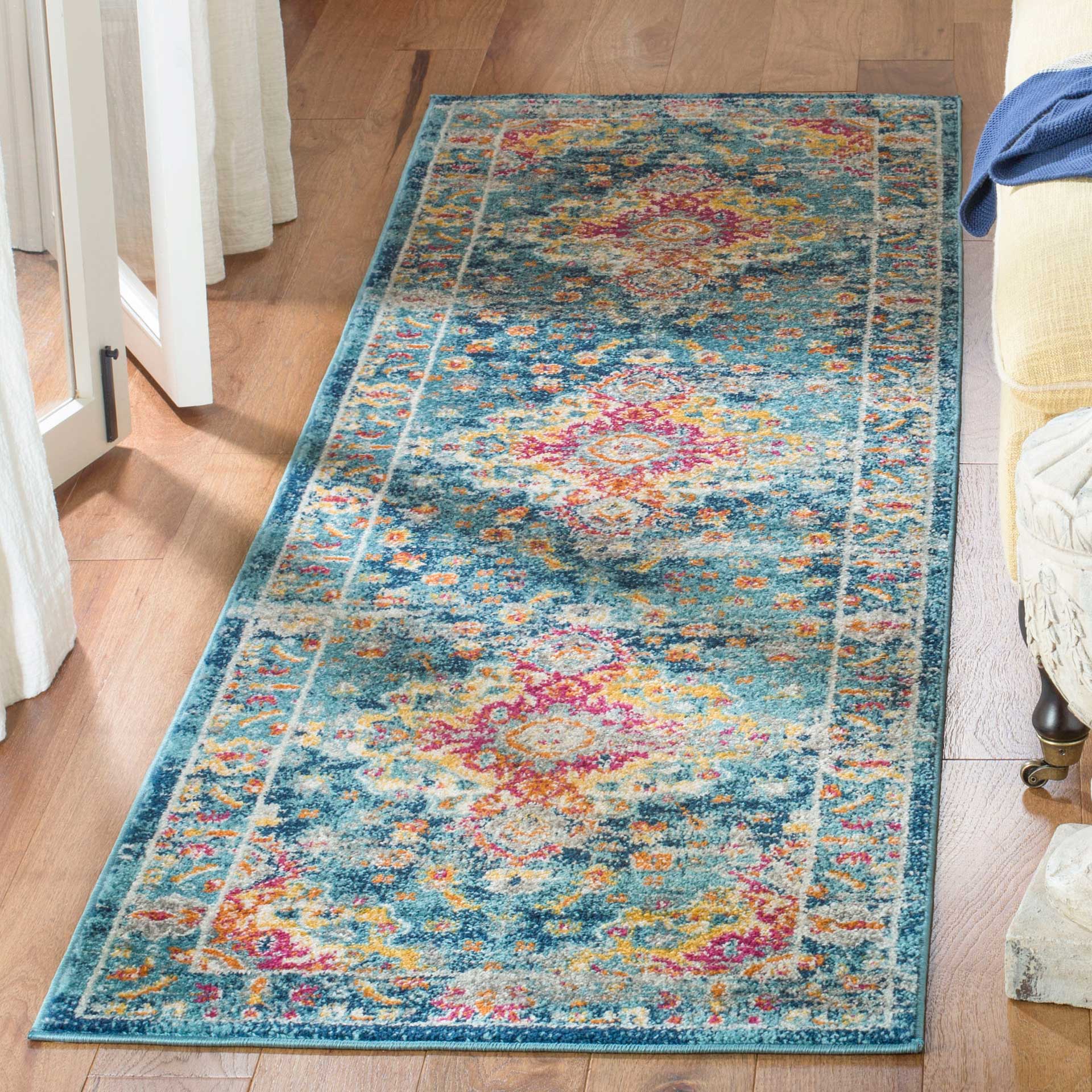 Madison Teal/Fuchsia Runner Rug - Image 2