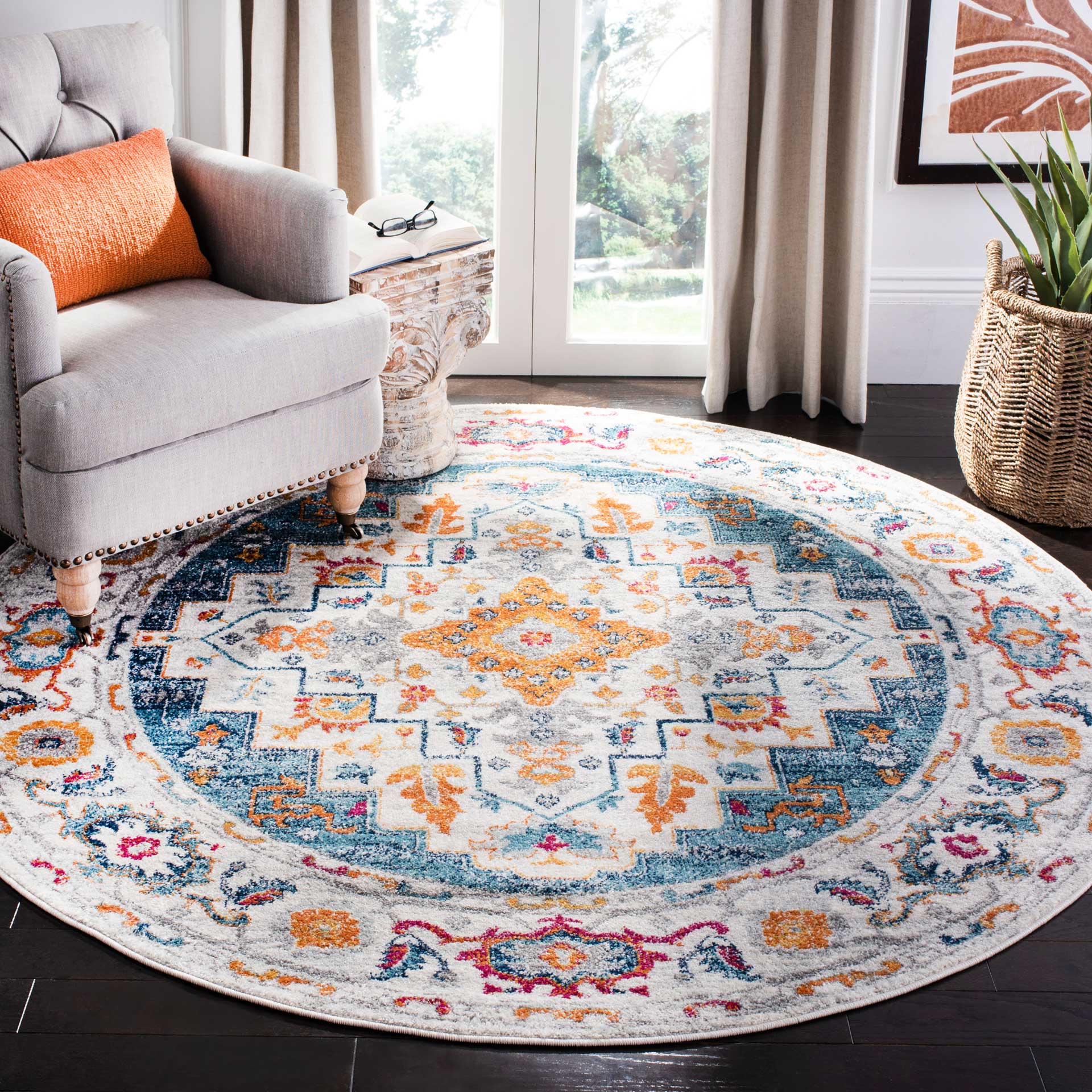 Madison Turquoise/Ivory Round Rug - Image 3