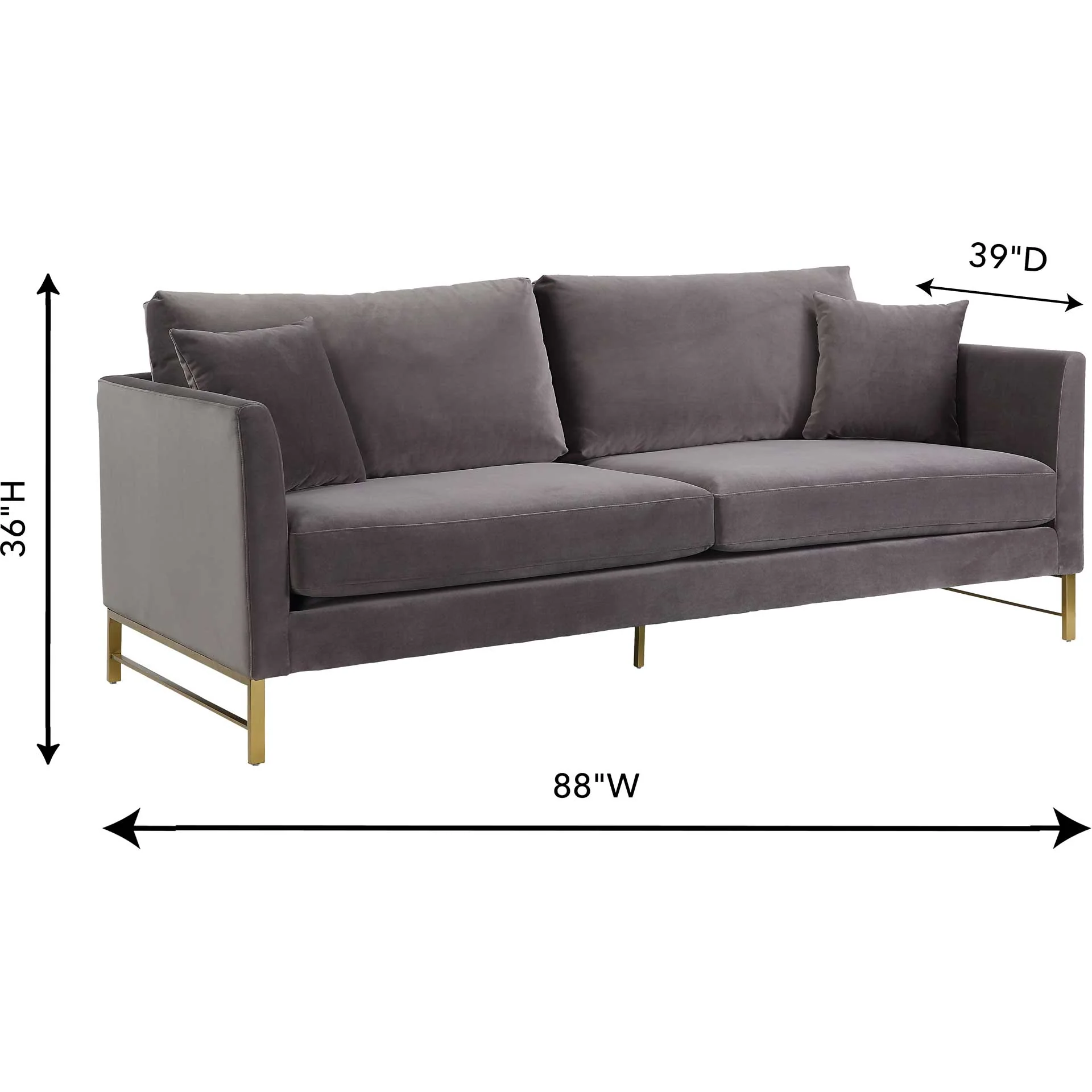 Madison Velvet Sofa Gray - Image 6