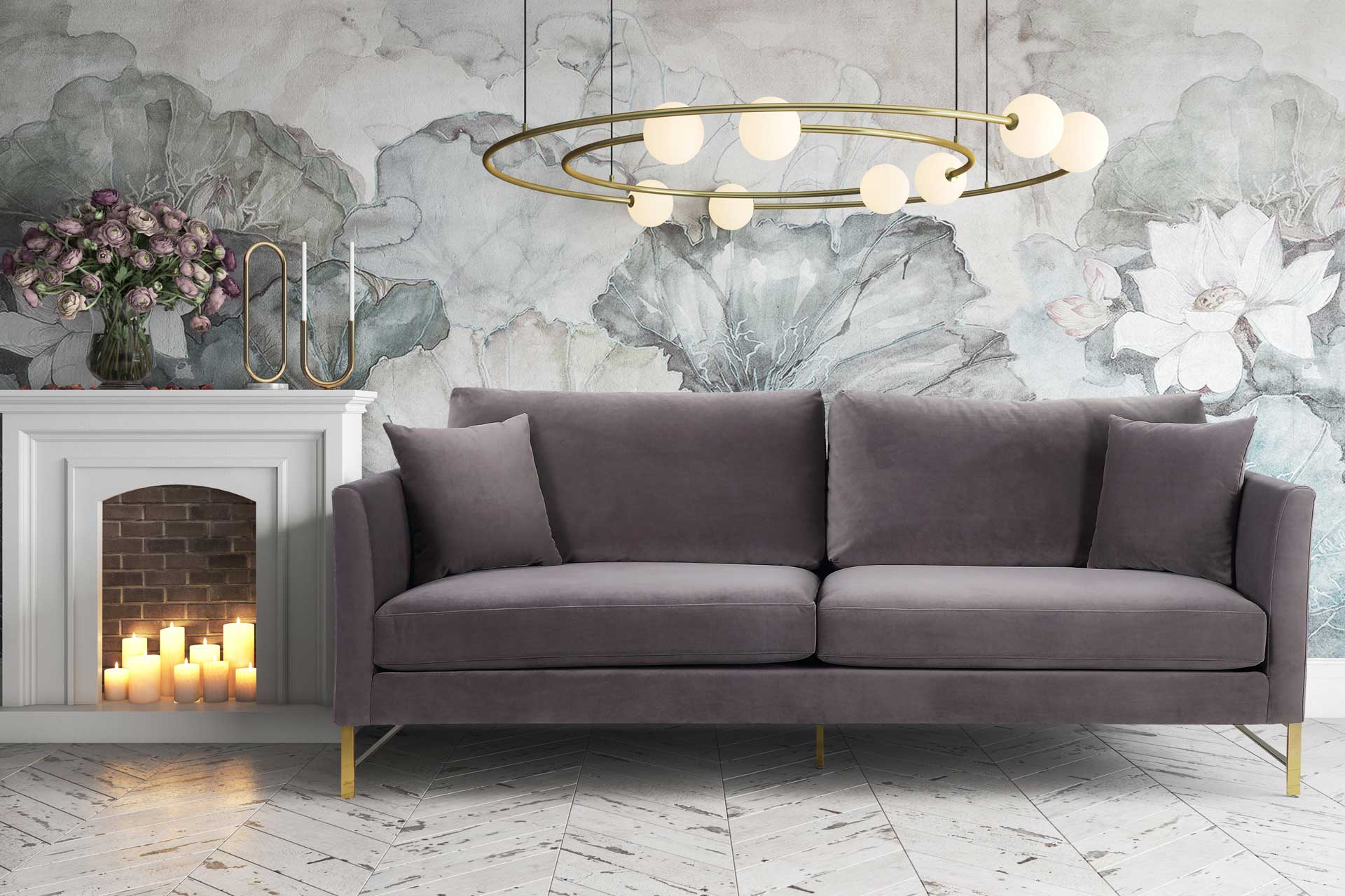 Madison Velvet Sofa Gray - Image 7
