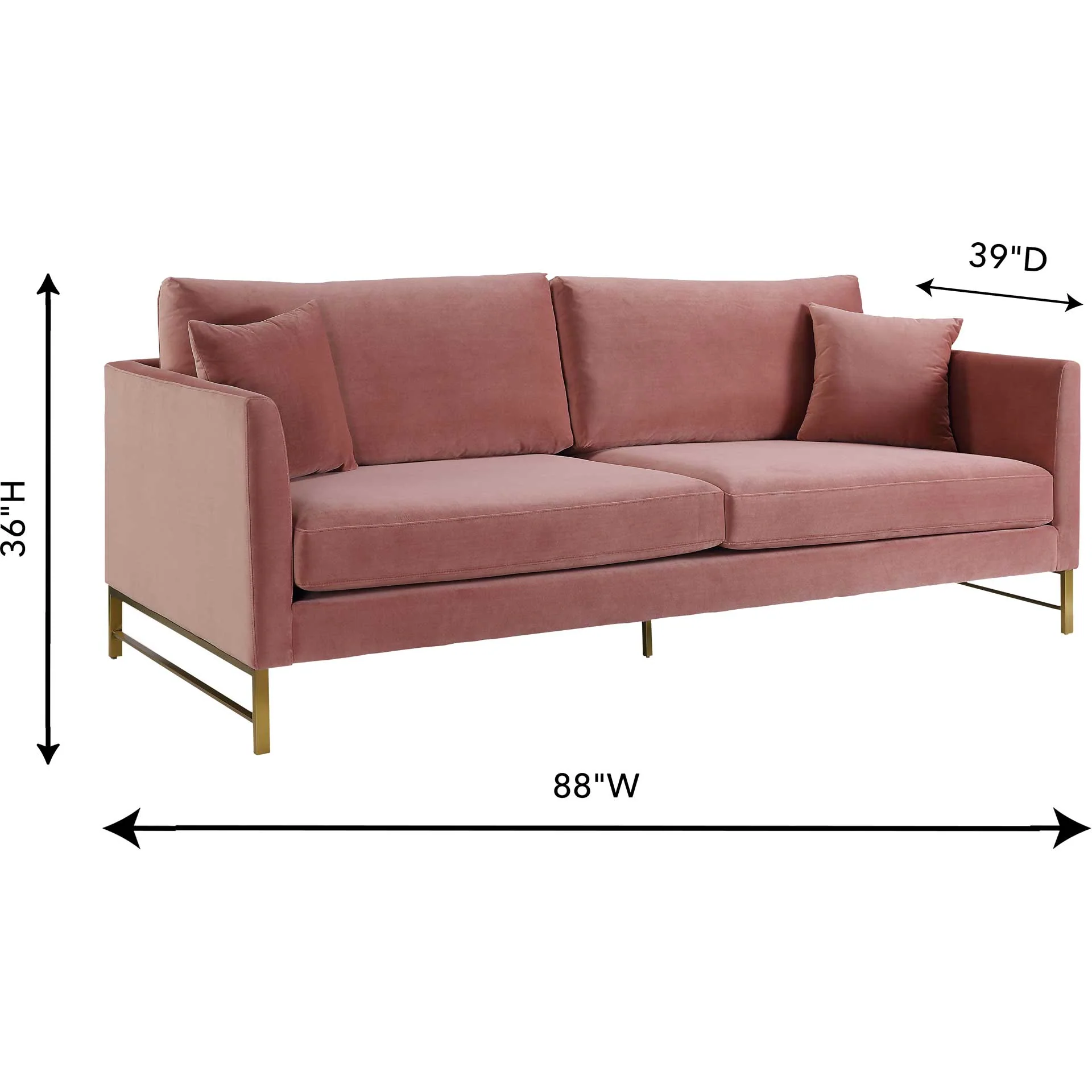 Madison Velvet Sofa Rose - Image 6