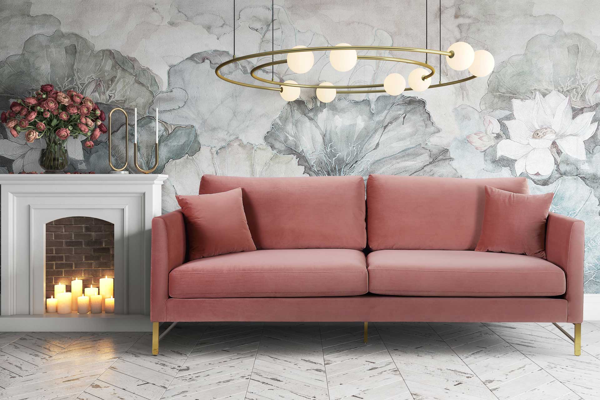 Madison Velvet Sofa Rose - Image 7