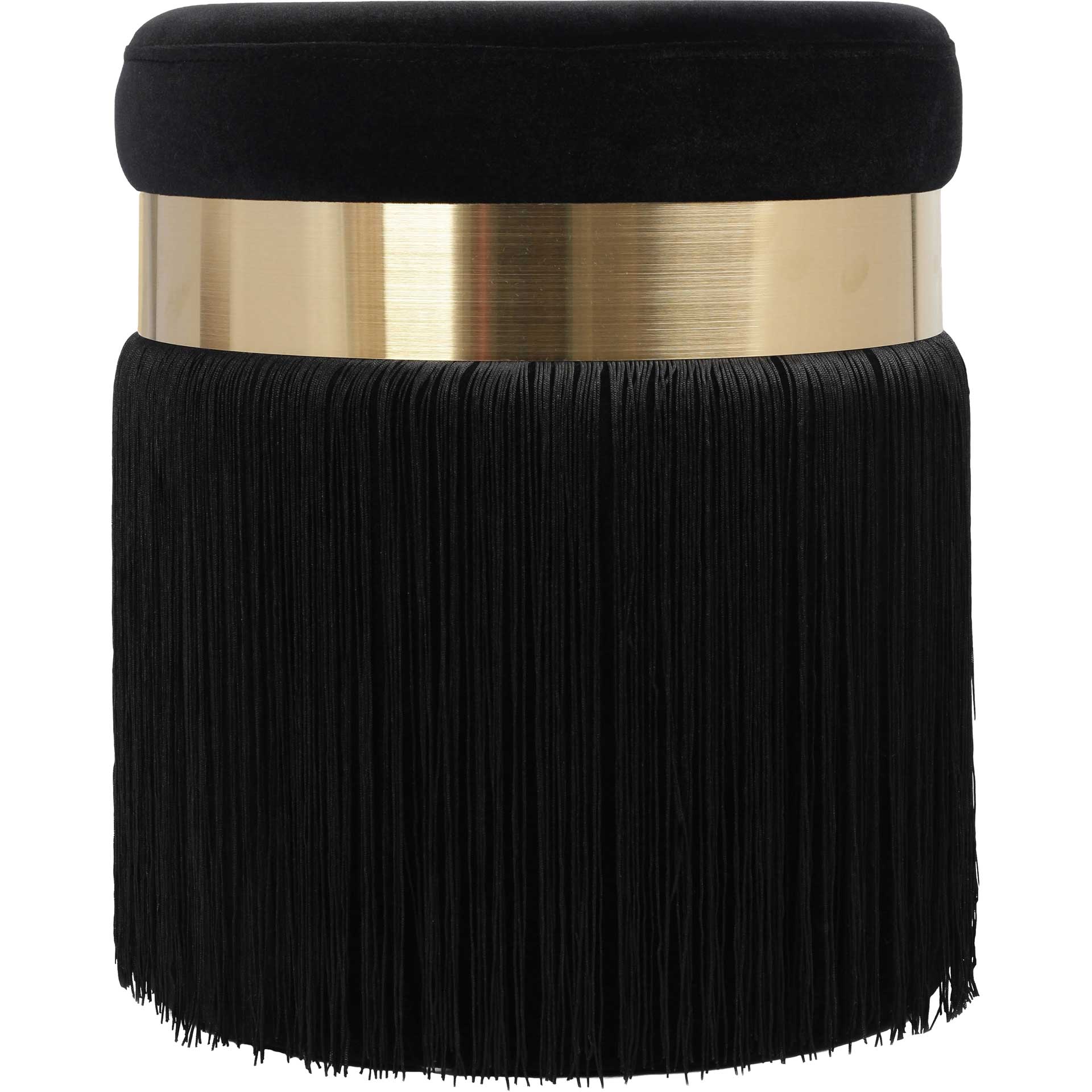 Maeve Tasseled Ottoman Black - Image 2