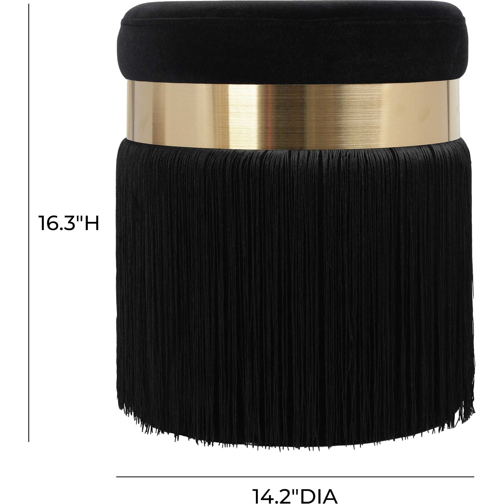 Maeve Tasseled Ottoman Black - Image 6