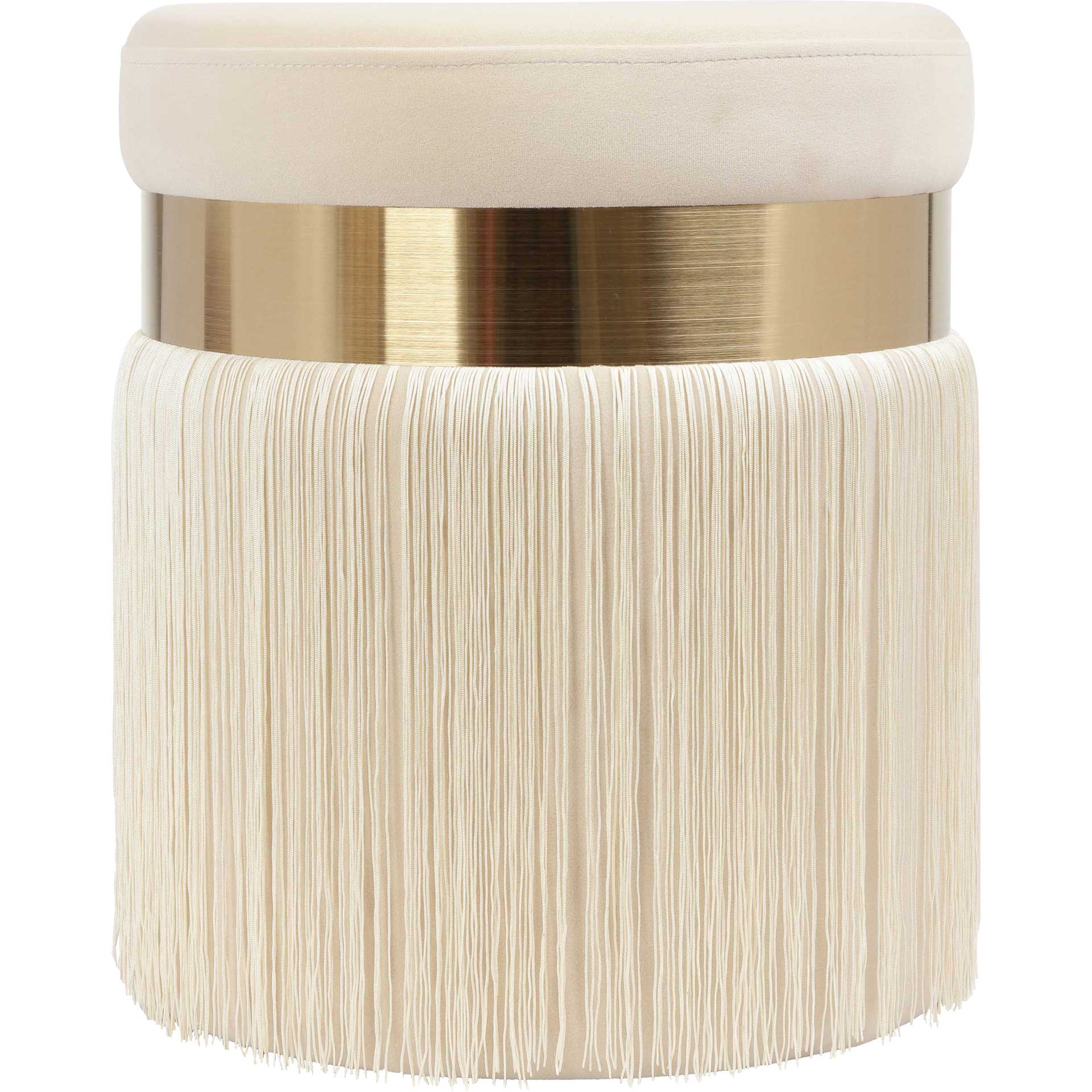 Maeve Tasseled Ottoman Cream - Image 2