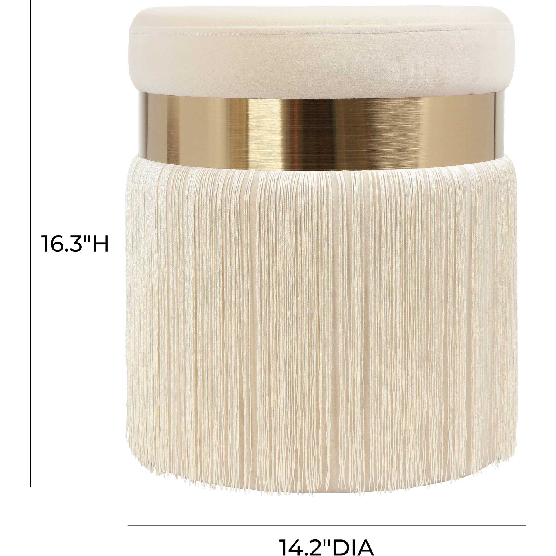 Maeve Tasseled Ottoman Cream - Image 5