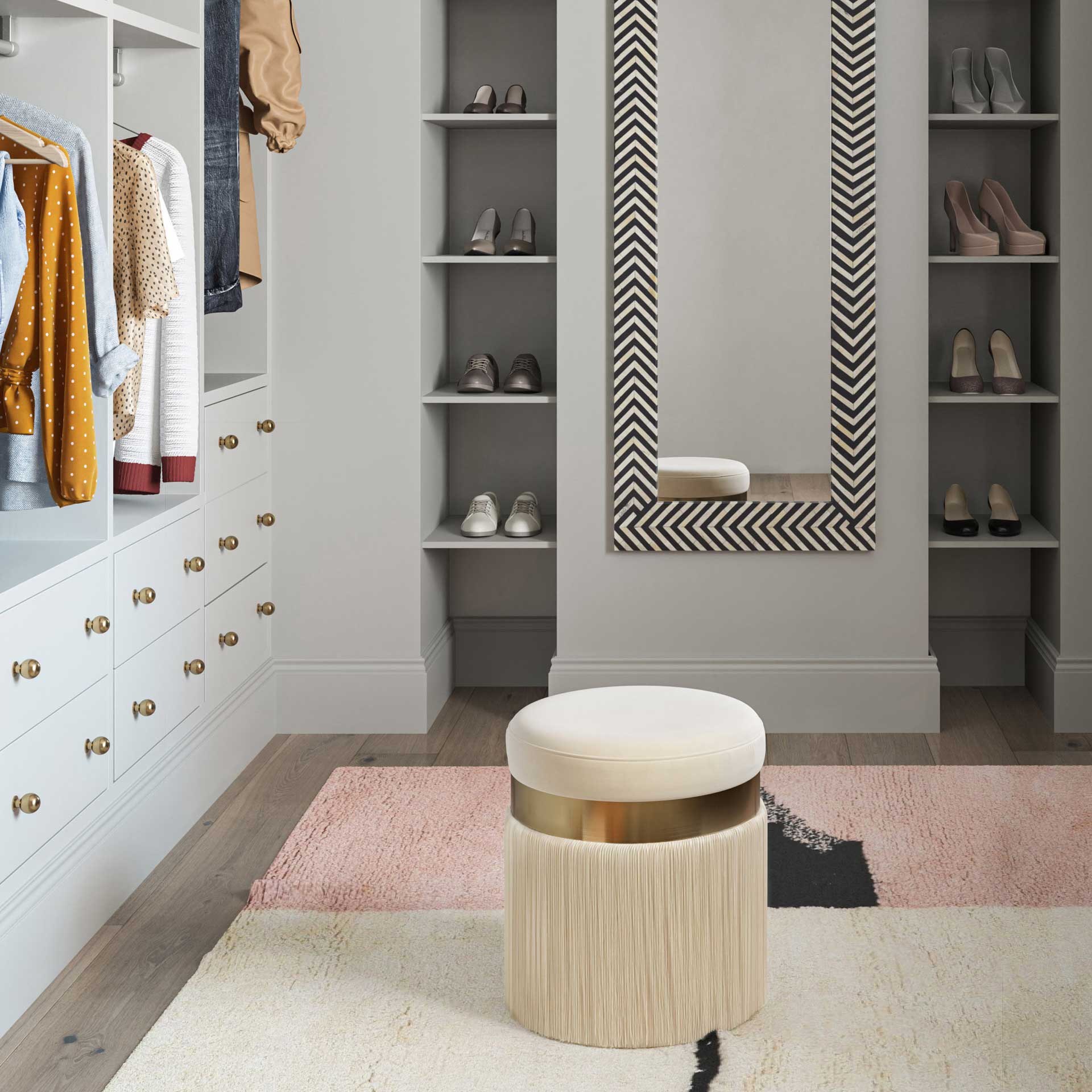 Maeve Tasseled Ottoman Cream - Image 6