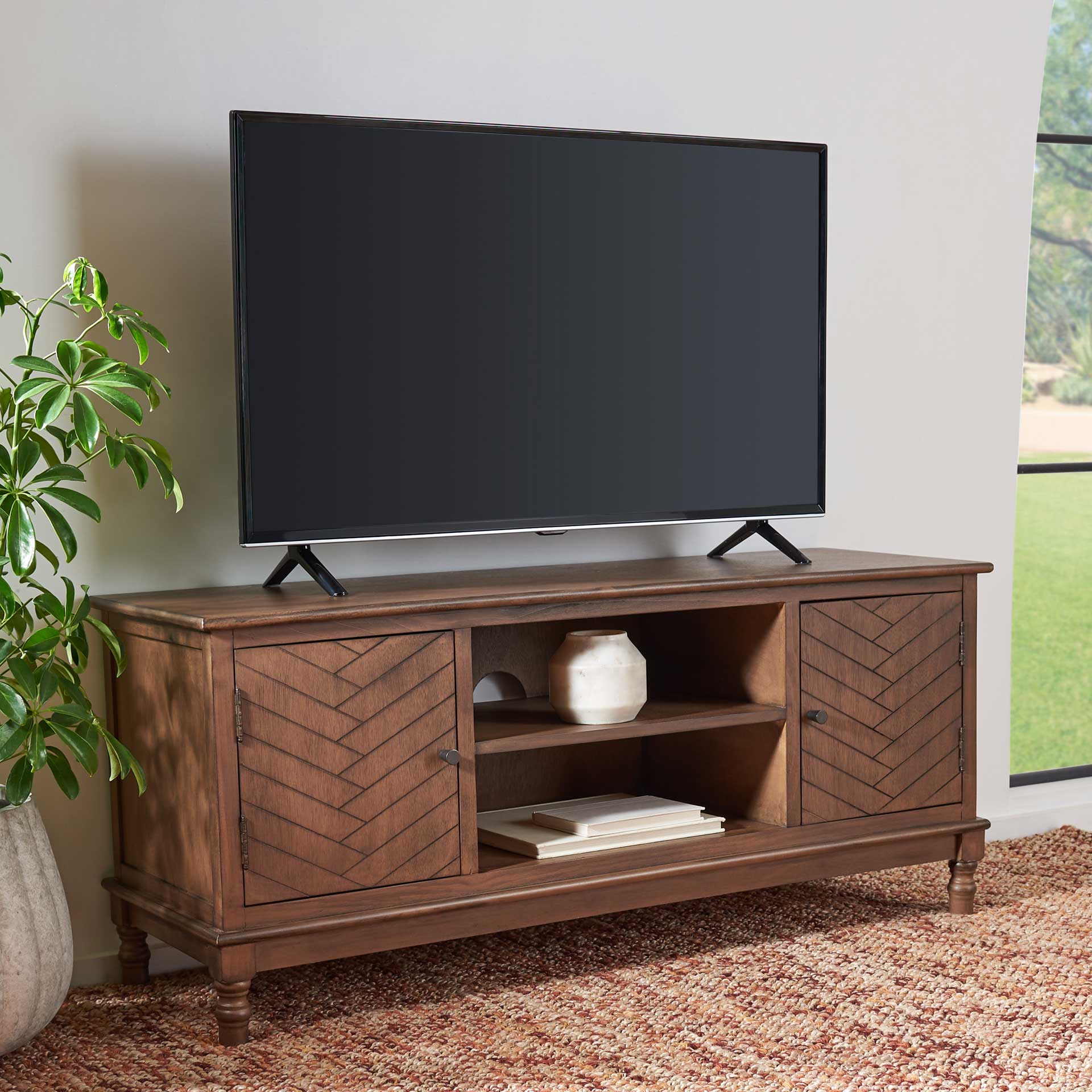 Magnolia 2 Door 2 Shelf Media Stand Brown - Image 9