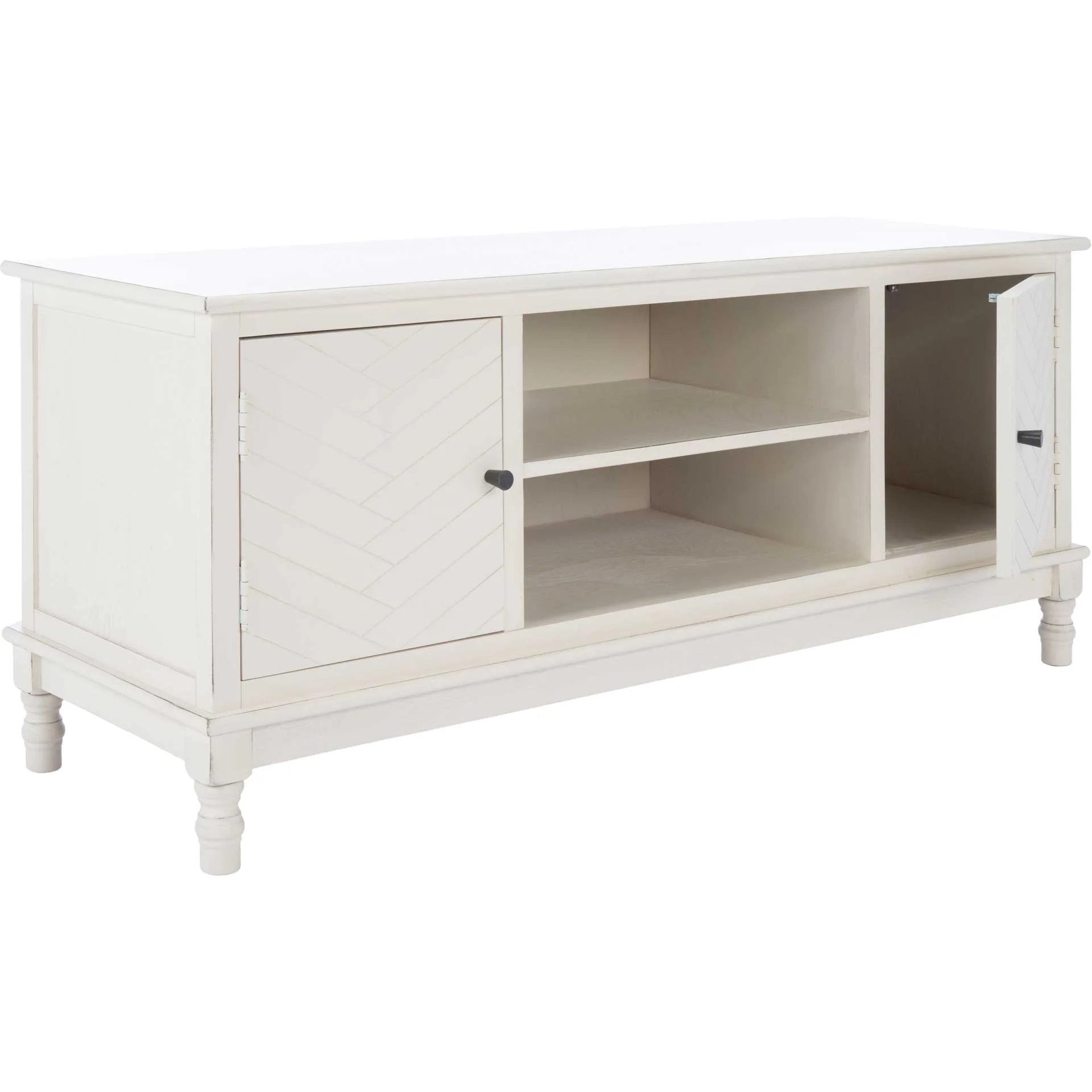 Magnolia 2 Door 2 Shelf Media Stand Distressed White - Image 2
