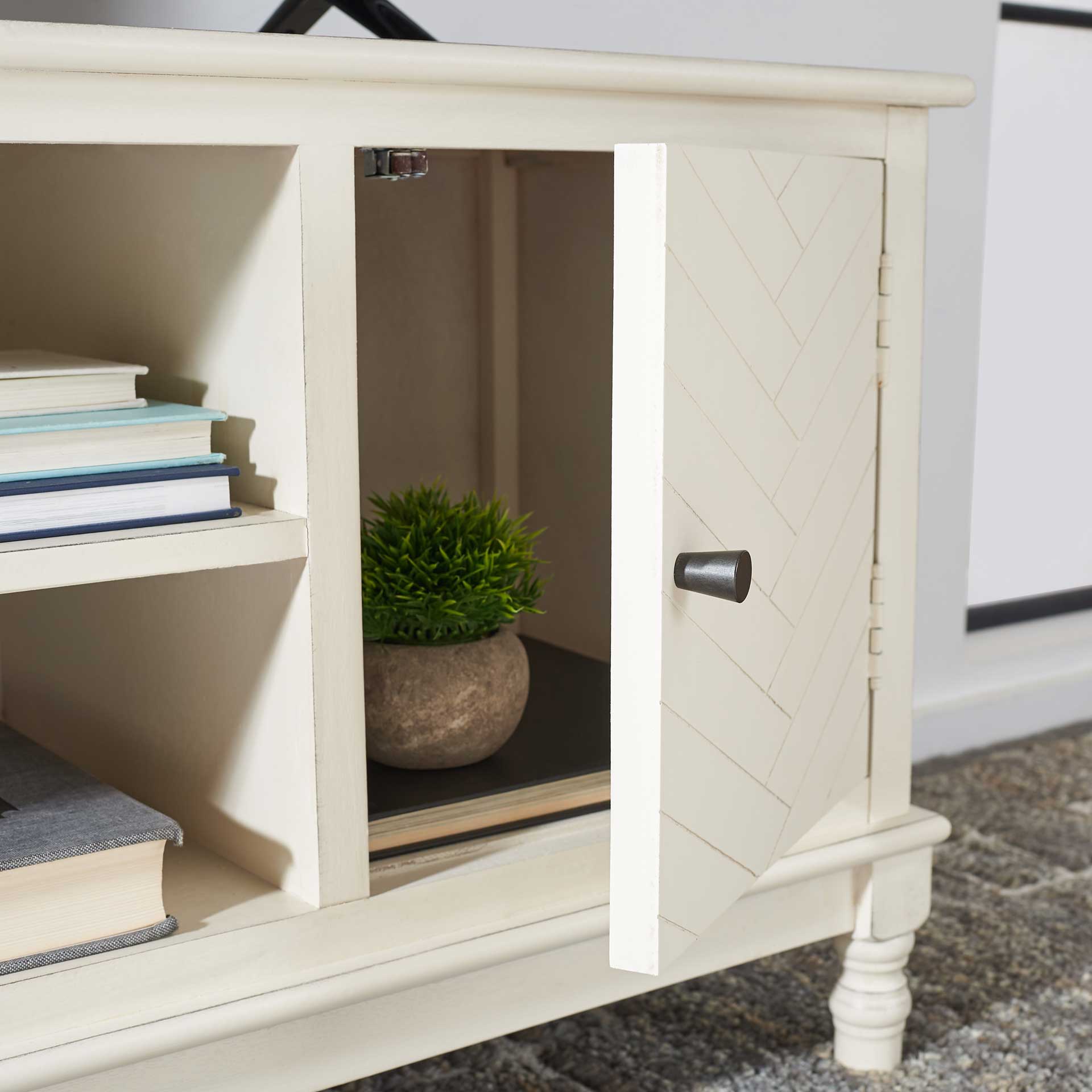 Magnolia 2 Door 2 Shelf Media Stand Distressed White - Image 7