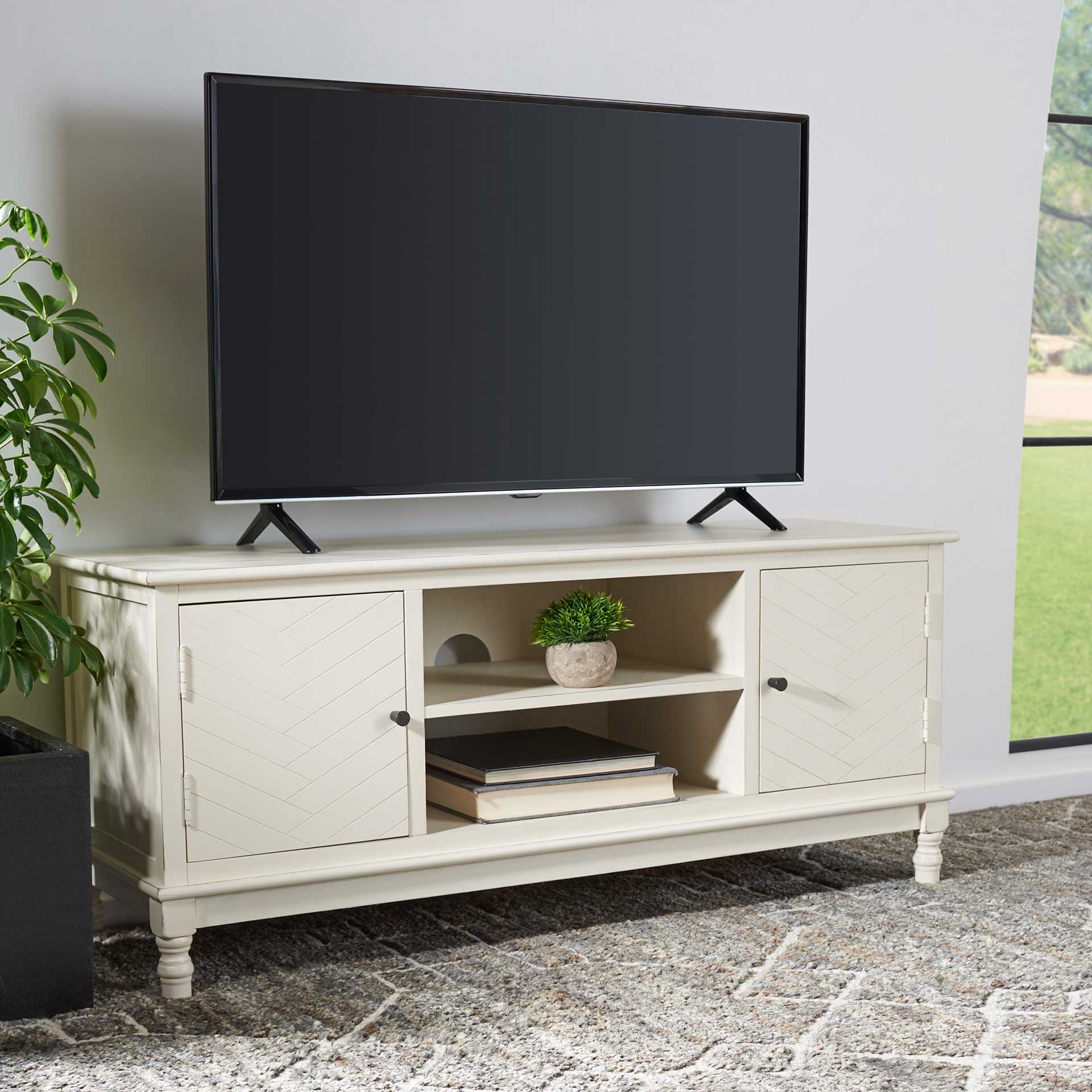 Magnolia 2 Door 2 Shelf Media Stand Distressed White - Image 8