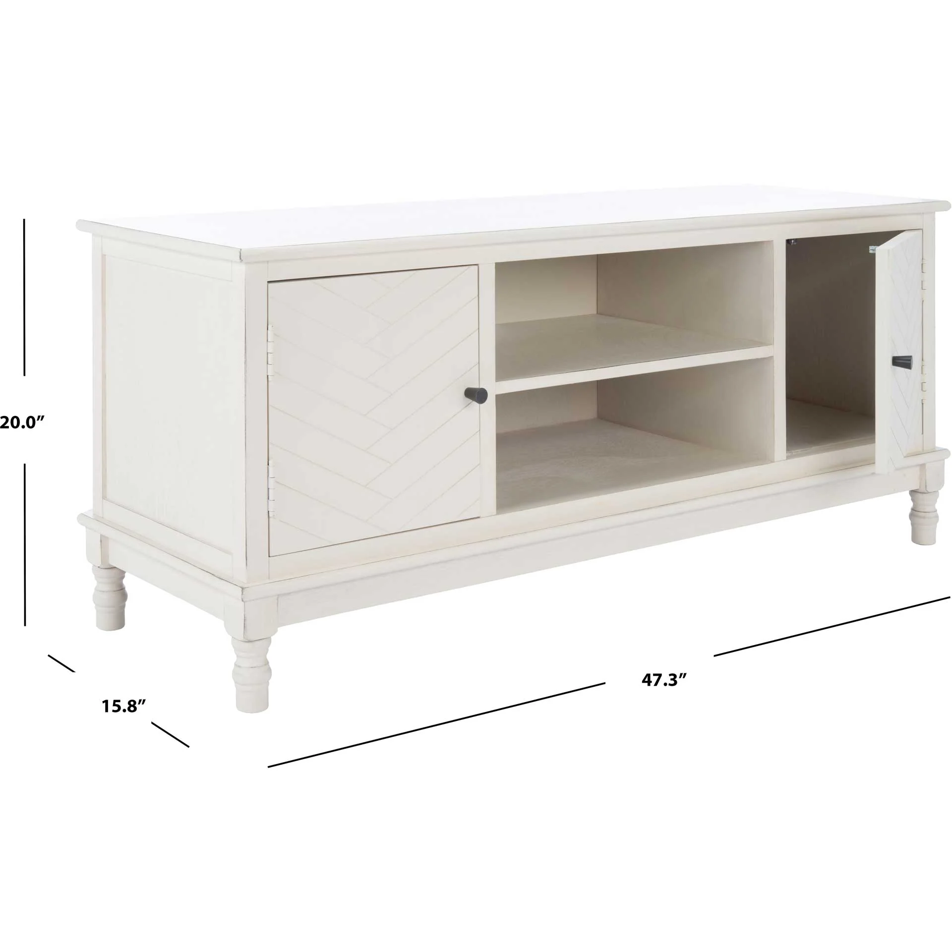 Magnolia 2 Door 2 Shelf Media Stand Distressed White - Image 9