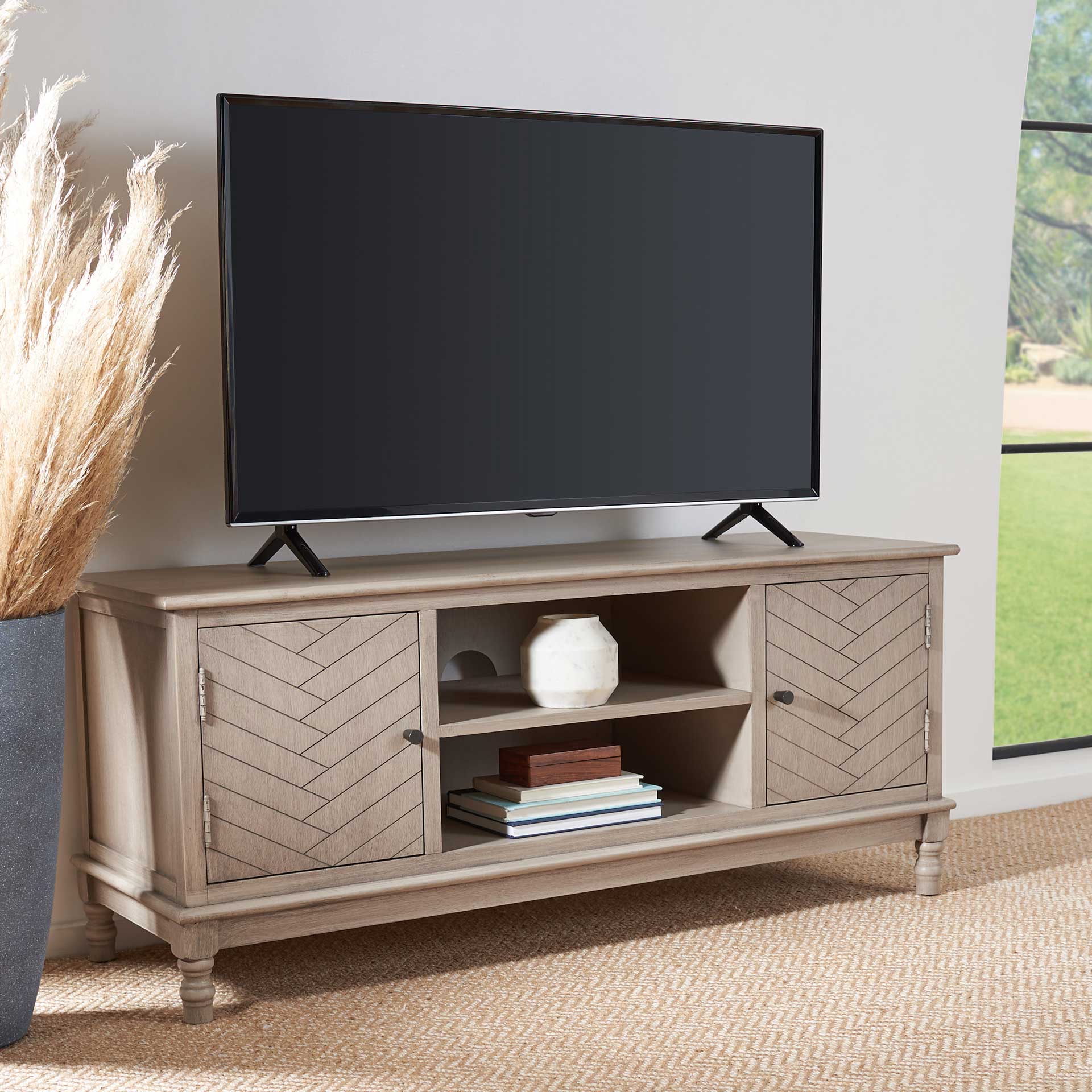 Magnolia 2 Door 2 Shelf Media Stand Greige - Image 8
